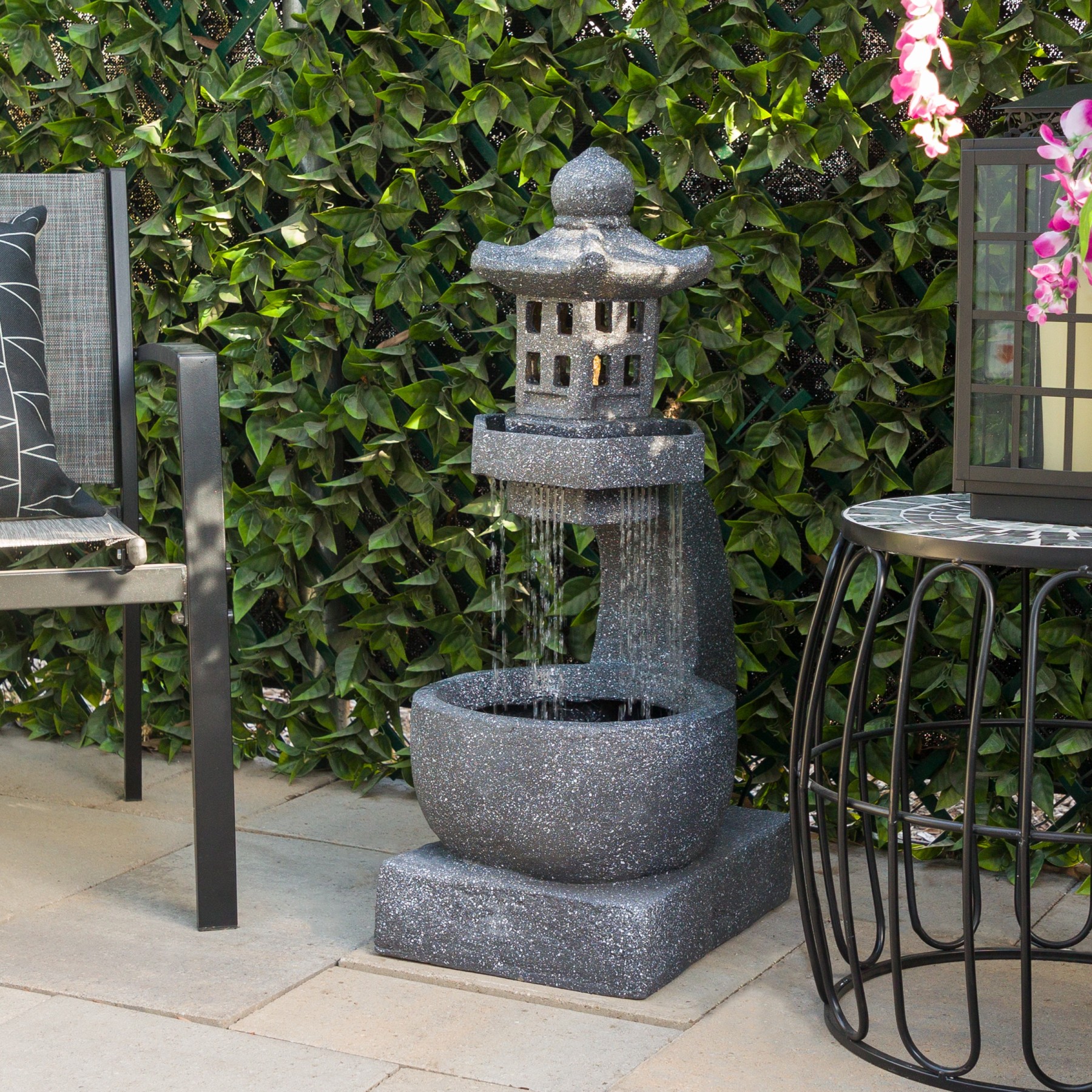 31" Tall Tranquil Zen Pagoda Water Fountain with LED Lights