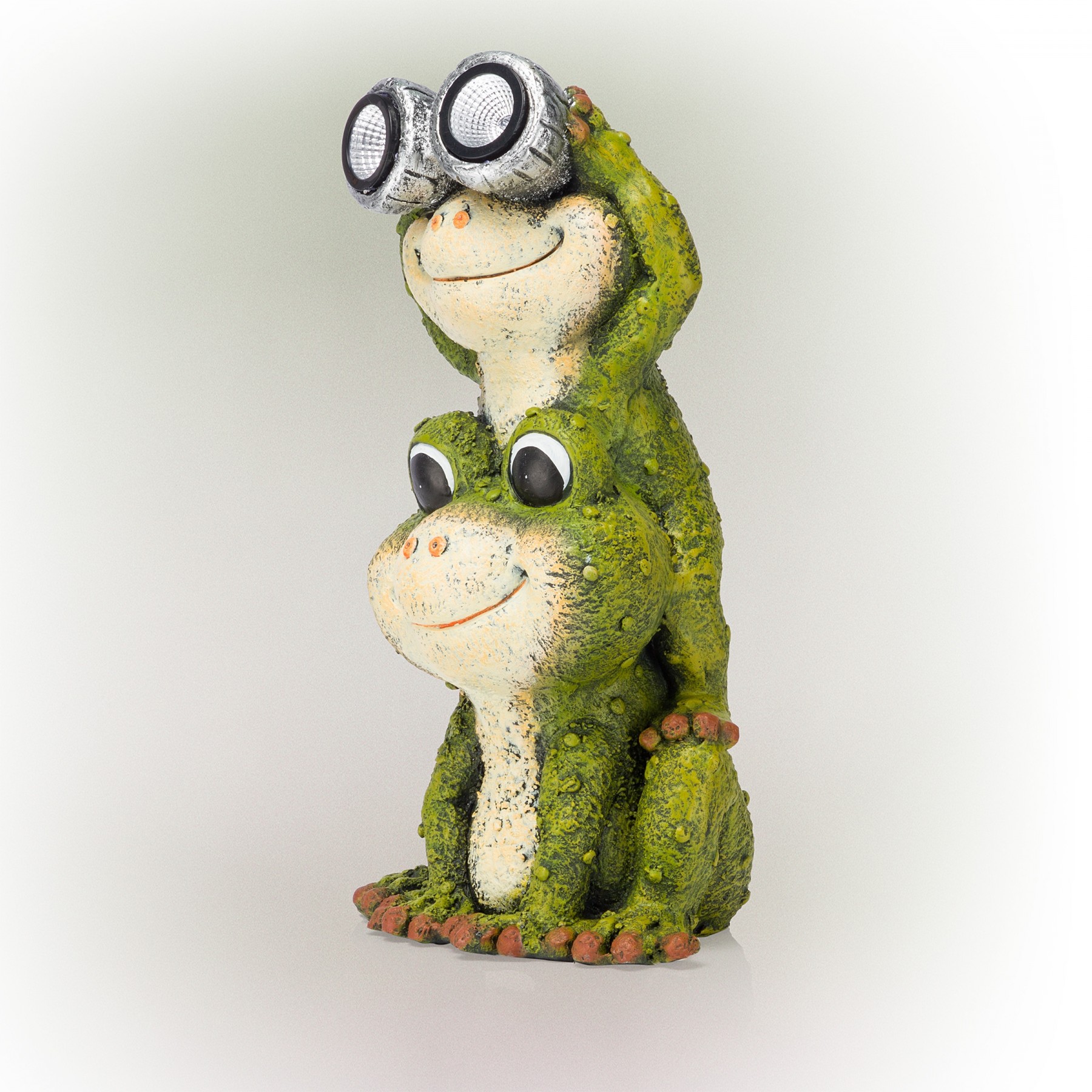 Solar Binocular Leap Frogs Statue with LED Lights