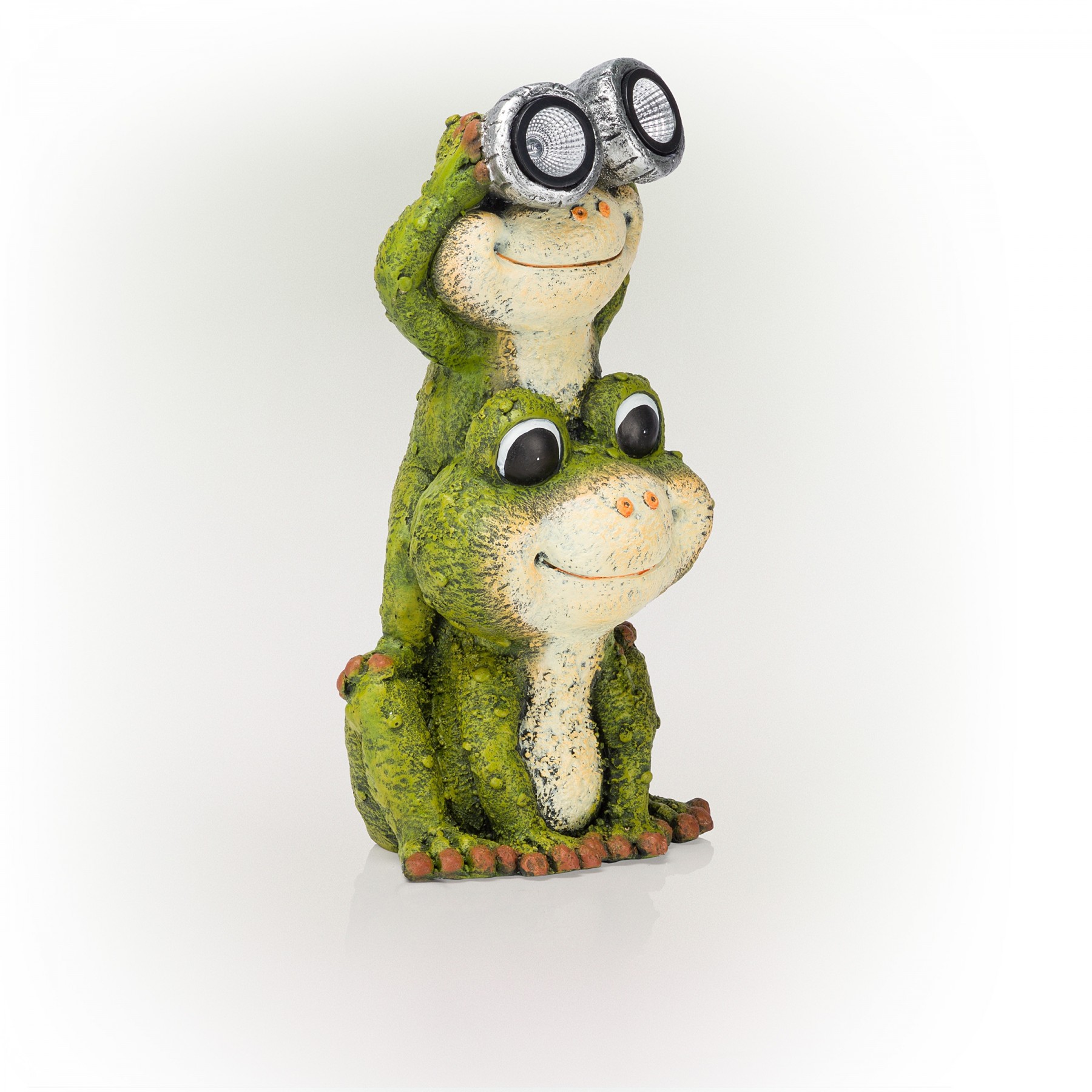 Solar Binocular Leap Frogs Statue with LED Lights