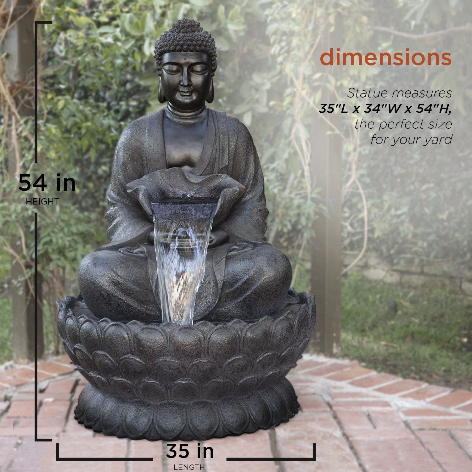 Buddha Zen Fountain with LED Light | Garden and Pond Depot