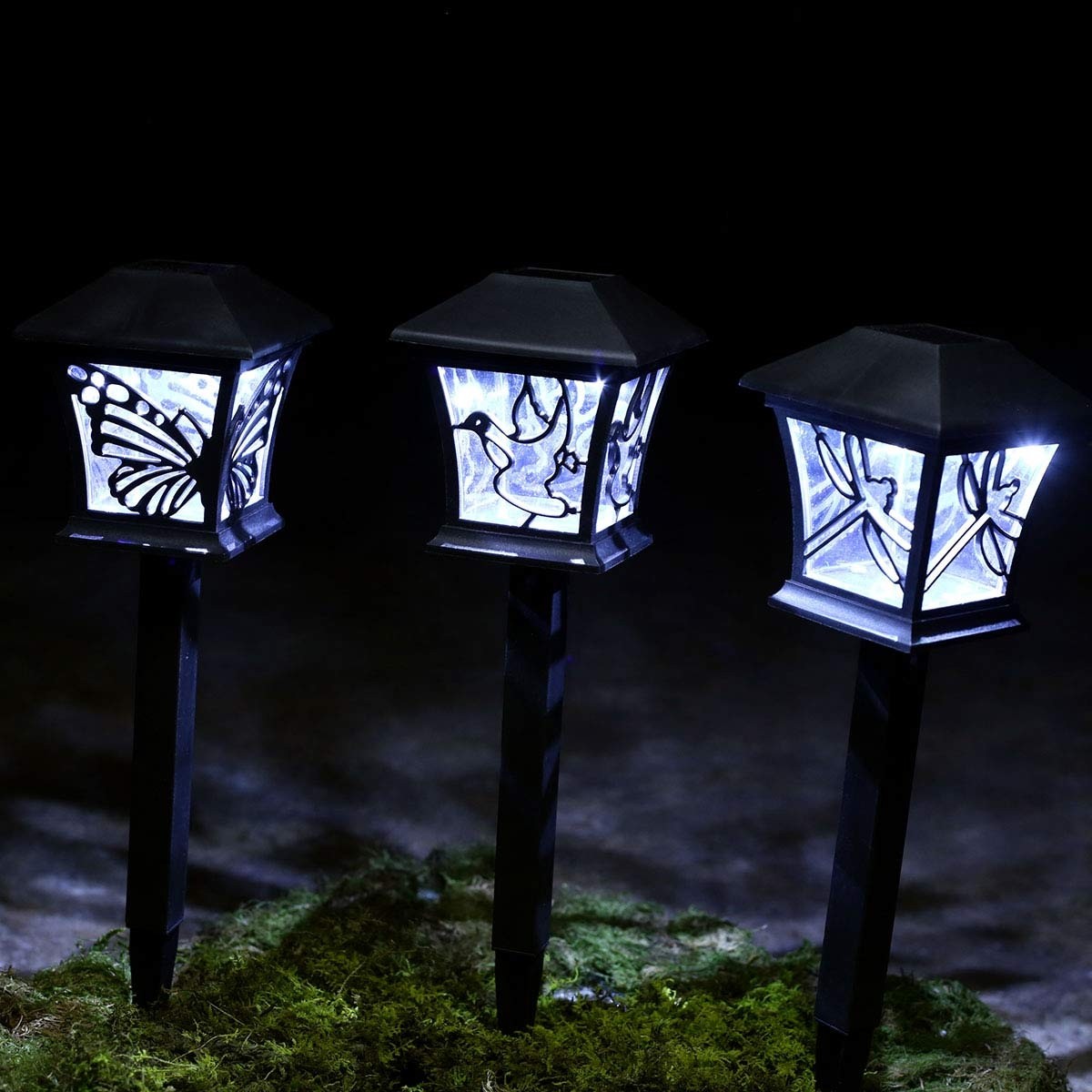 Alpine Solar Garden Silhouette Lantern 3 pc set