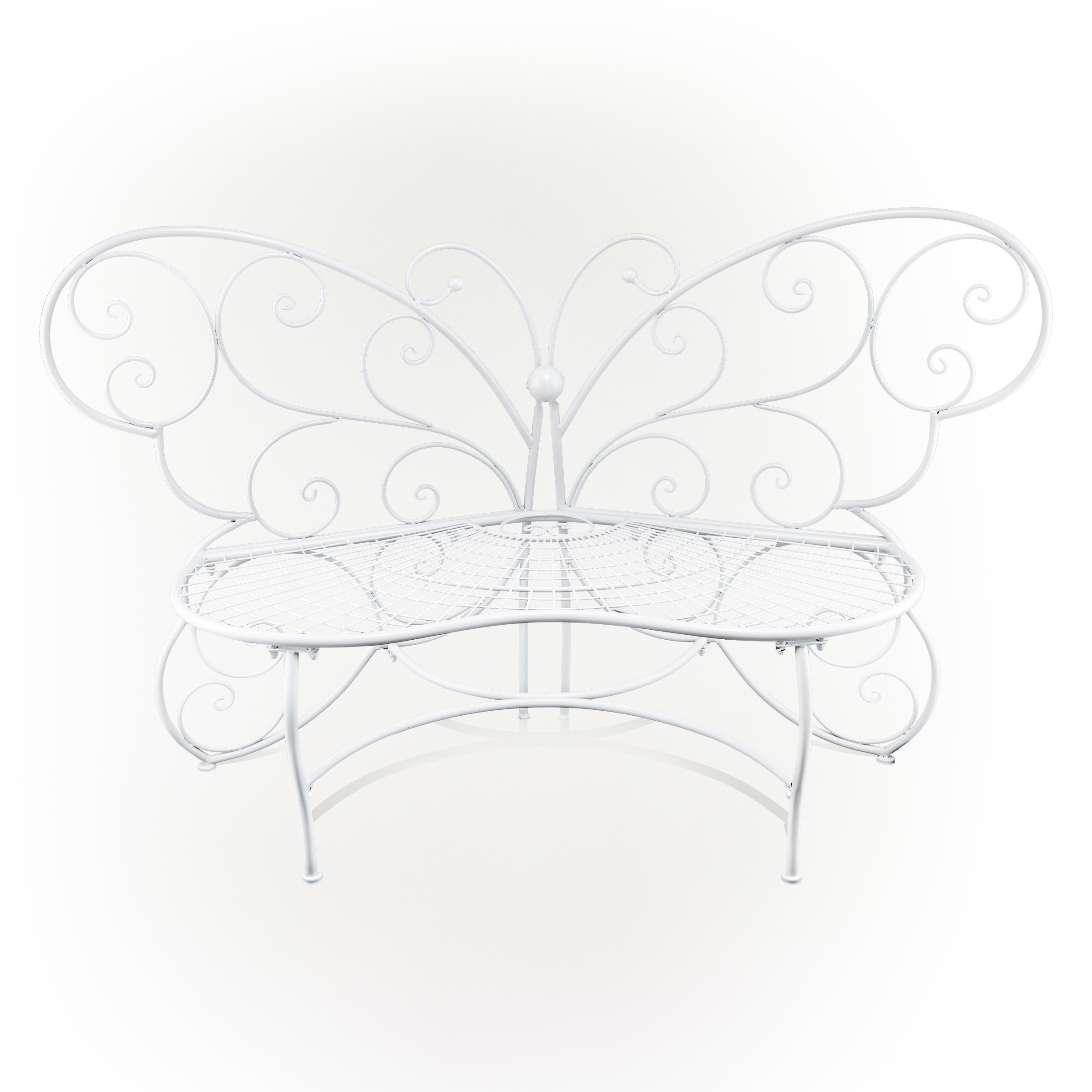 White Butterfly Metal Bench