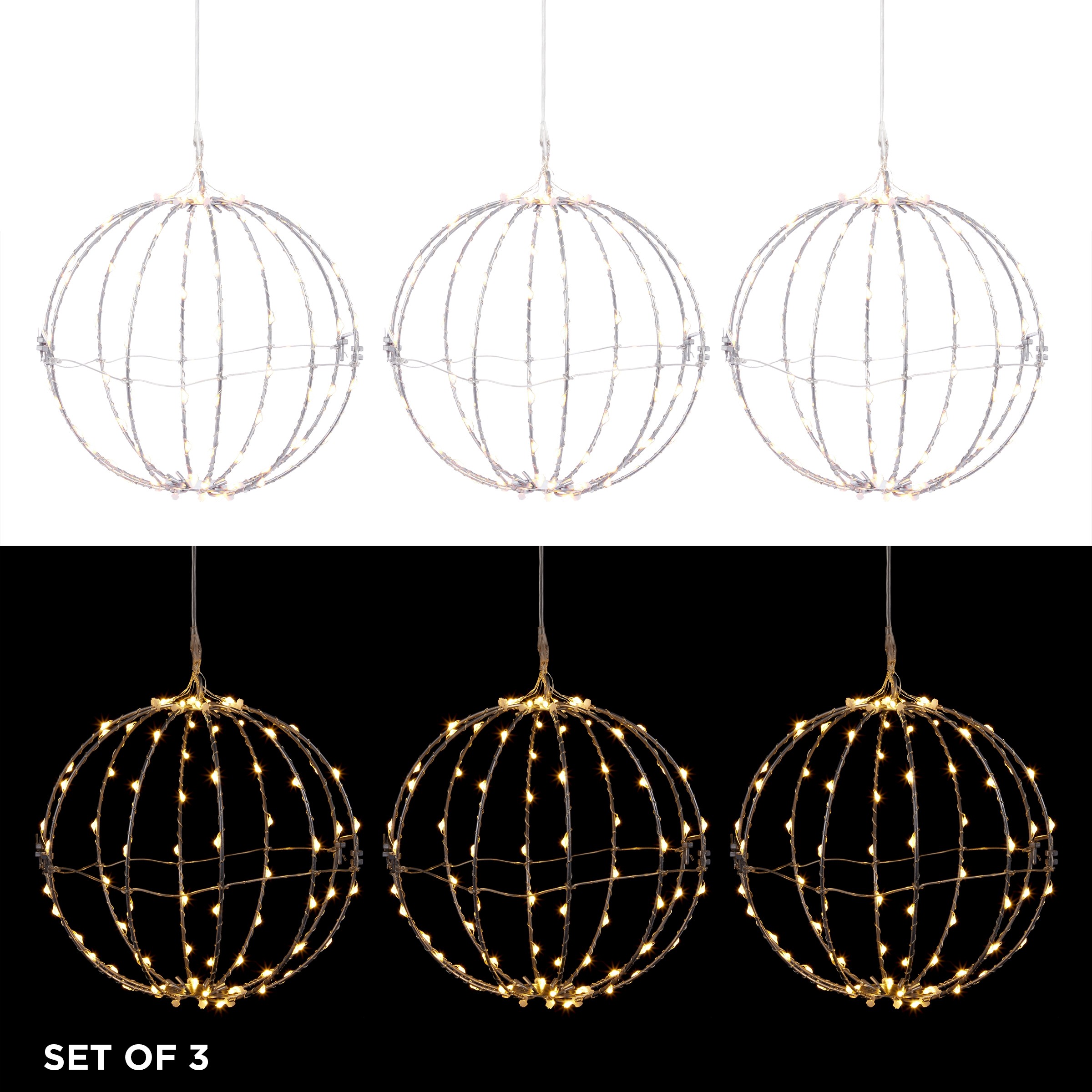 Alpine Corporation 3-Piece Foldable Metal Sphere Ornaments