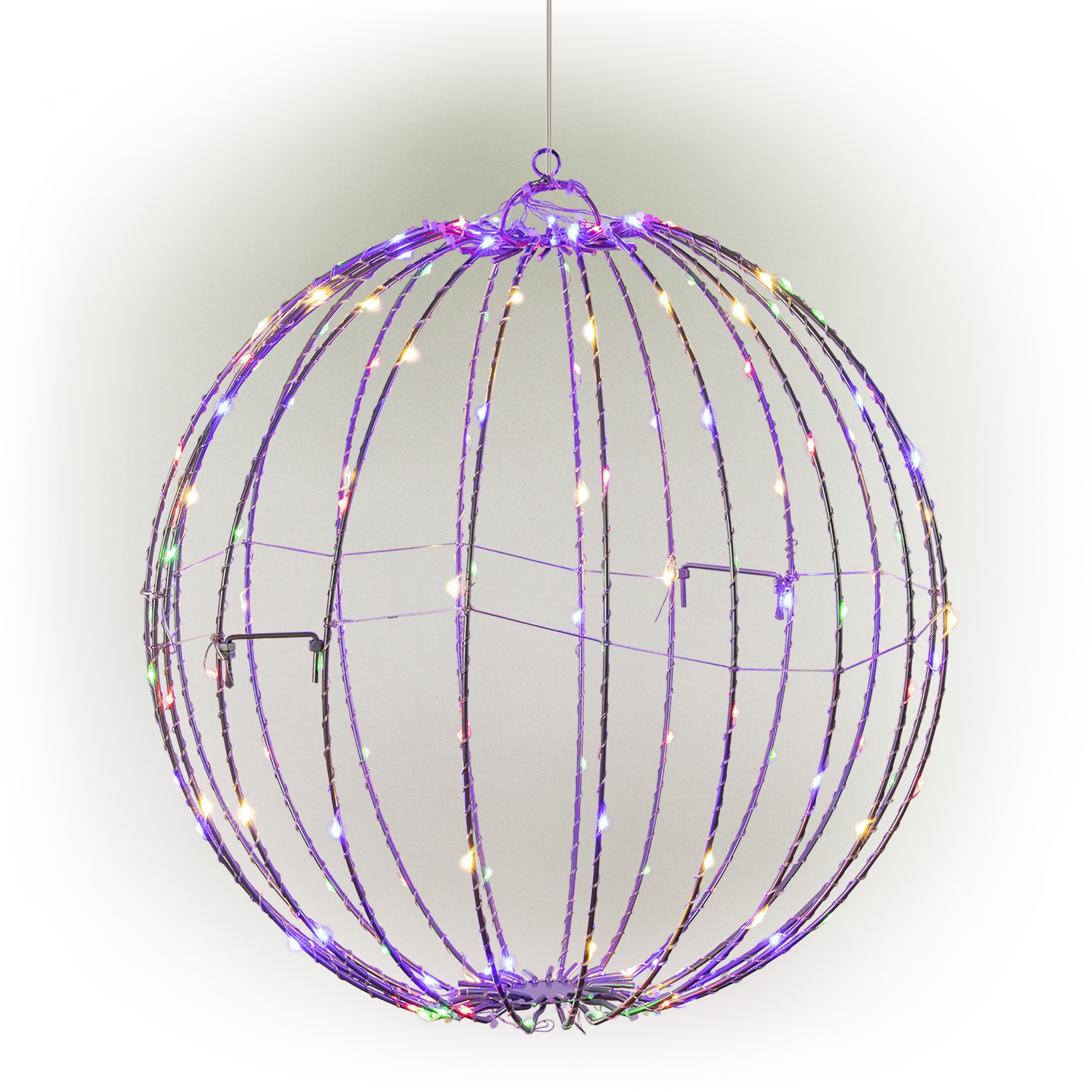 Alpine Corporation 16"H Indoor/Outdoor Foldable Metal Hanging Ornament with Multi-Colored LED Lights