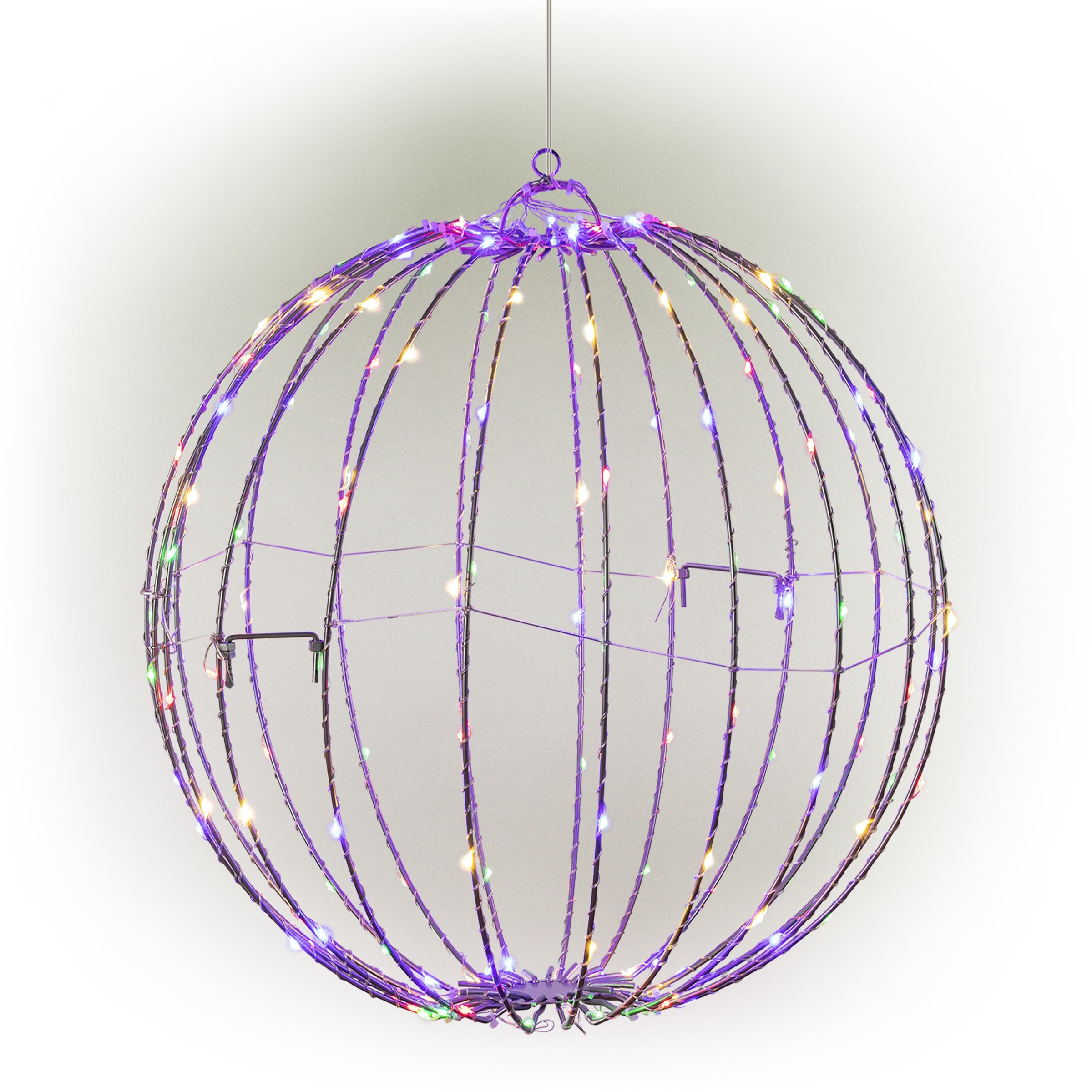 Foldable Metal Sphere Ornament w/150 Multicolored LED Lights