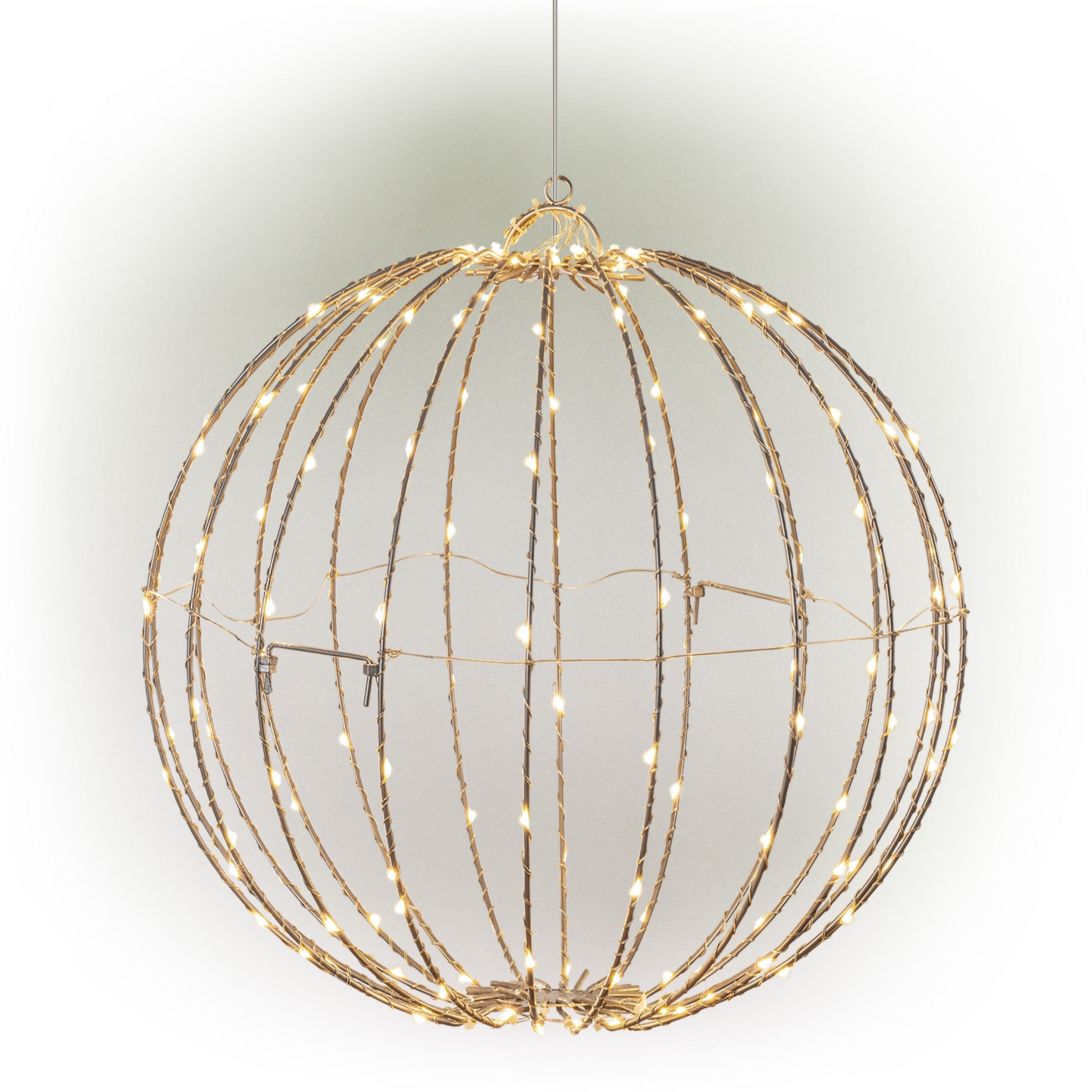 Alpine Corporation 16"H Indoor/Outdoor Foldable Metal Hanging Ornament with Multi-Colored LED Lights
