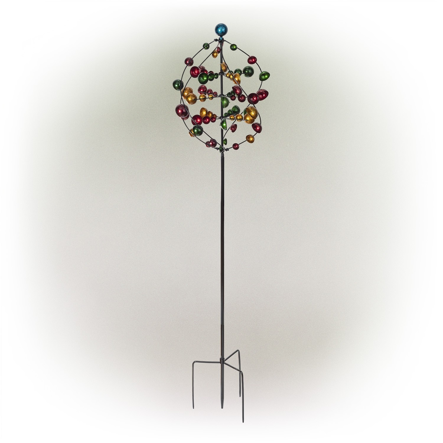 COLORFUL ORBITAL WIND SPINNER GARDEN STAKE 