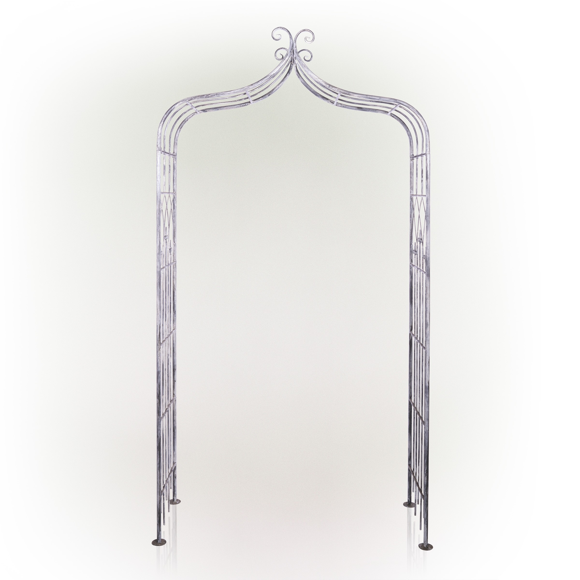 Alpine Corporation 93"H Outdoor Vintage Metal Garden Walkway Arch, Gray
