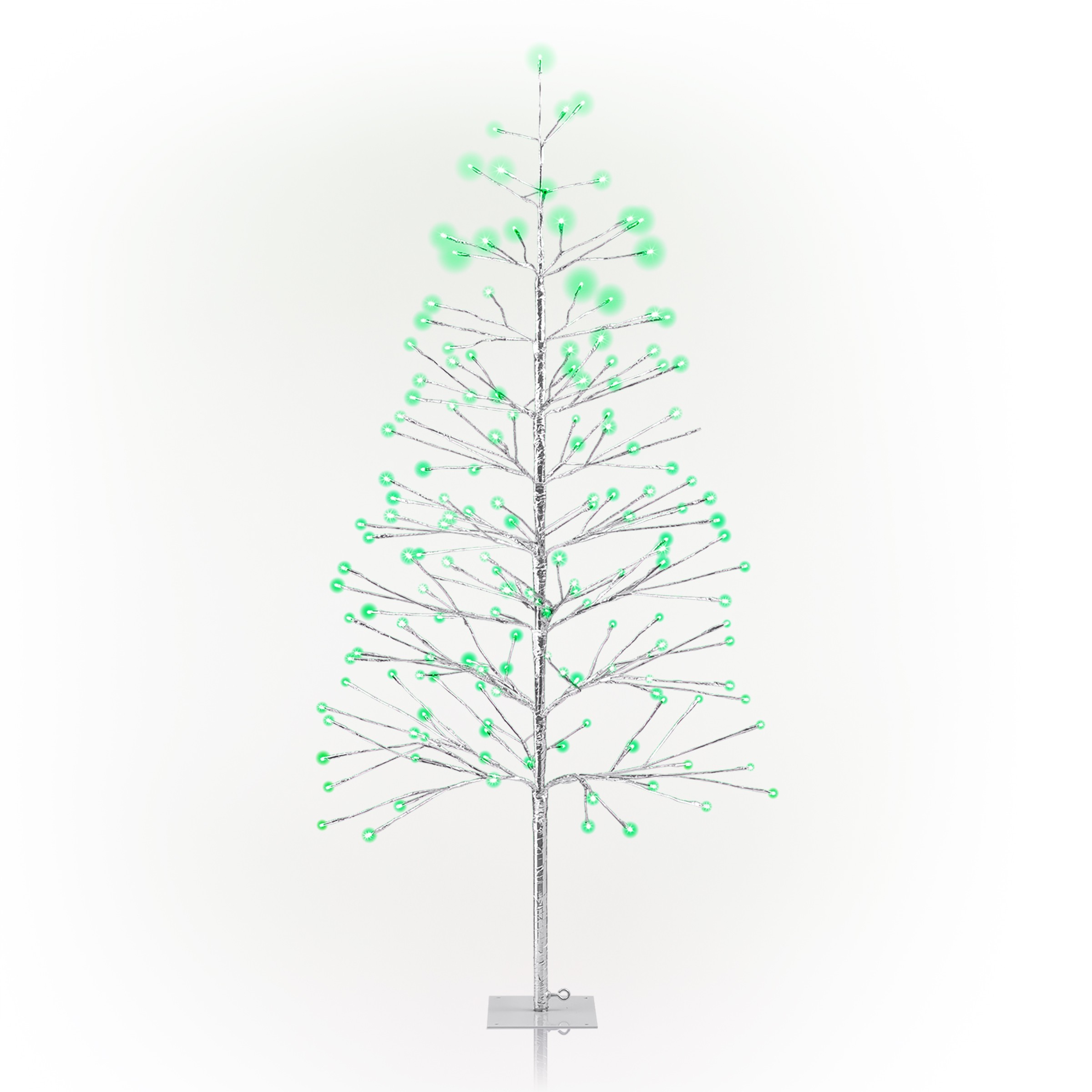 	Alpine Corporation 60"H Indoor/Outdoor Artificial Christmas Tree with Green LED Lights, Silver
