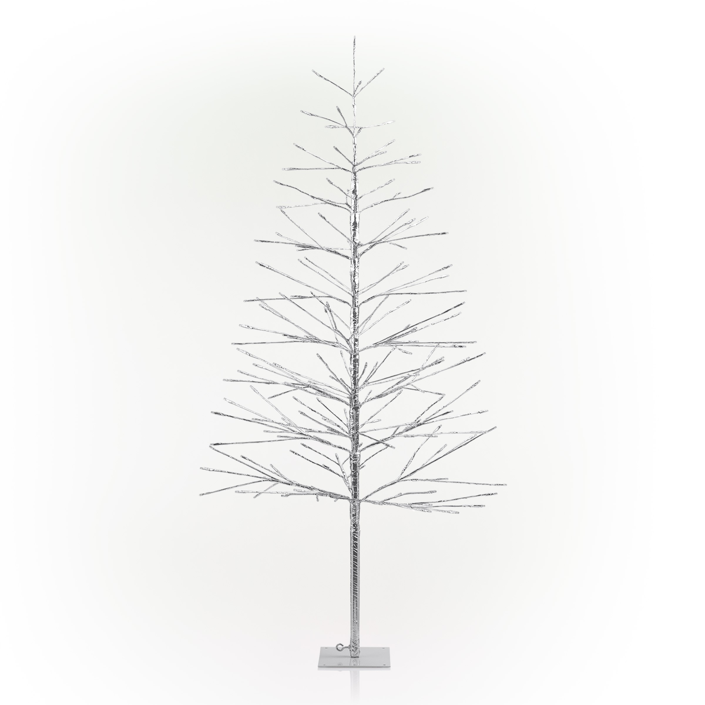 Silver Christmas Tree Décor with Multi-Colored LED Lights