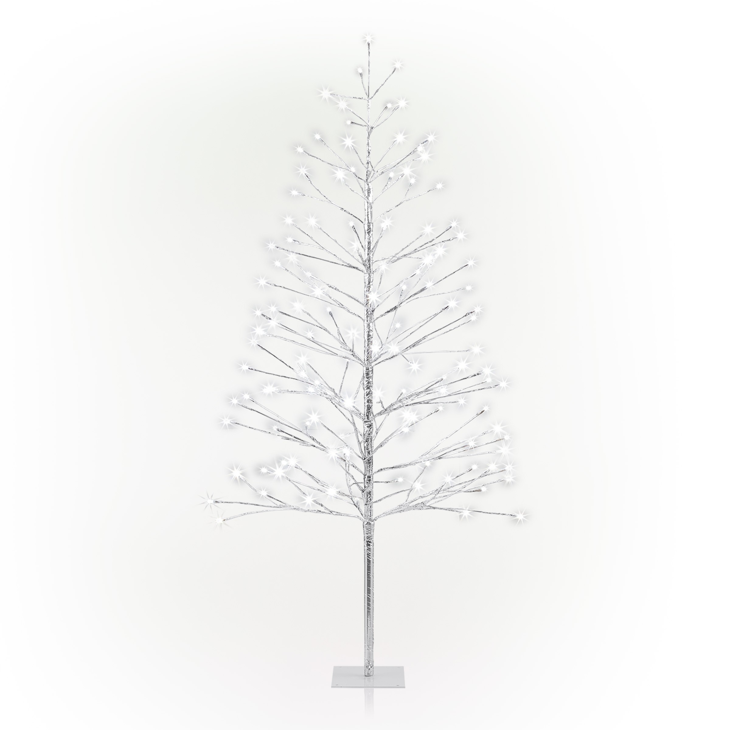 Silver Christmas Tree Décor with Cool White LED Lights