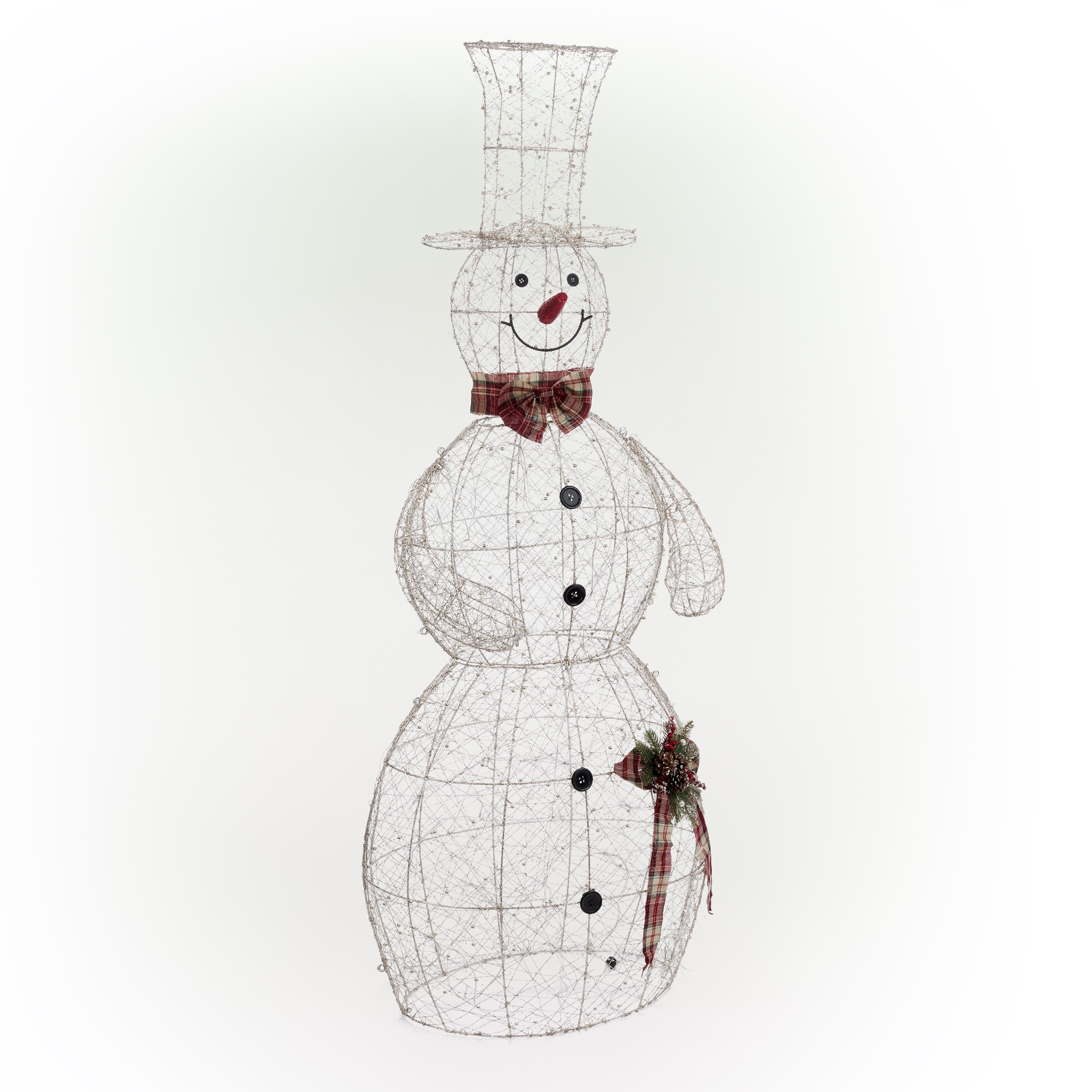 Alpine Corporation Gold Wire Holiday Décor Snowman with Warm White LED Lights Extra Large