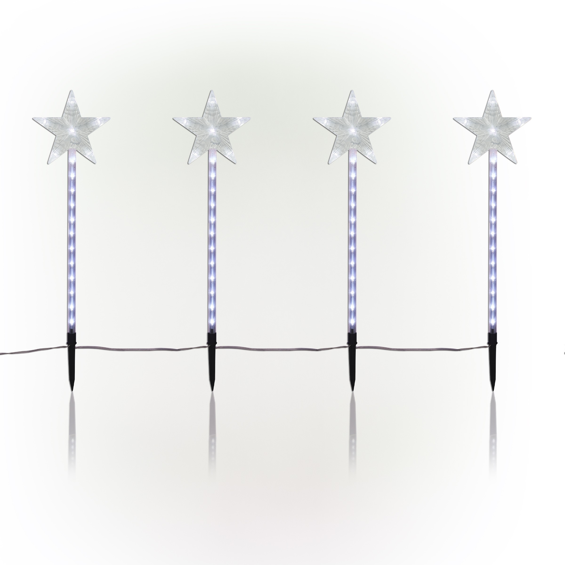 Alpine Corporation Holiday Décor Shooting Star Garden Stake with LED Lights, 4-Pack