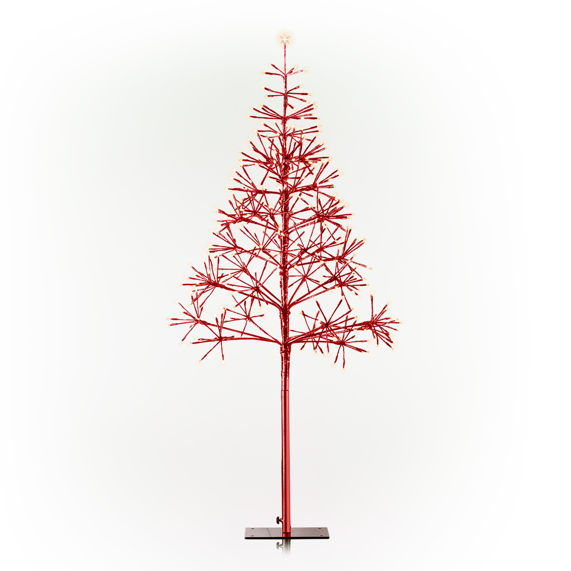 53" Festive Red Christmas Tree with Warm White LED Lights