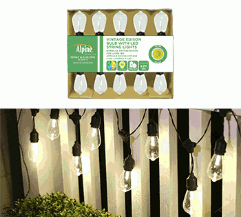 10PC VINTAGE EDISON BULB STRING LIGHTS WITH TIMER W/LEDS