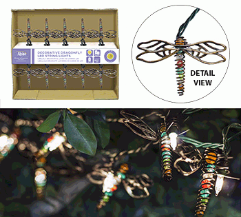 WIRED DRAGONFLIES LONG PIN LED STRING LIGHTS WITH TIMER