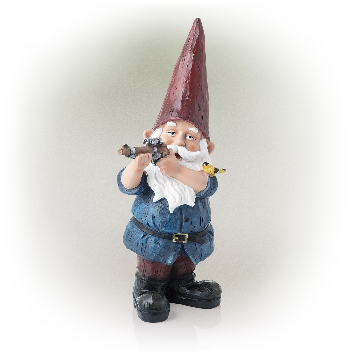 12" Hunting Blue Shirt Garden Gnome Statue