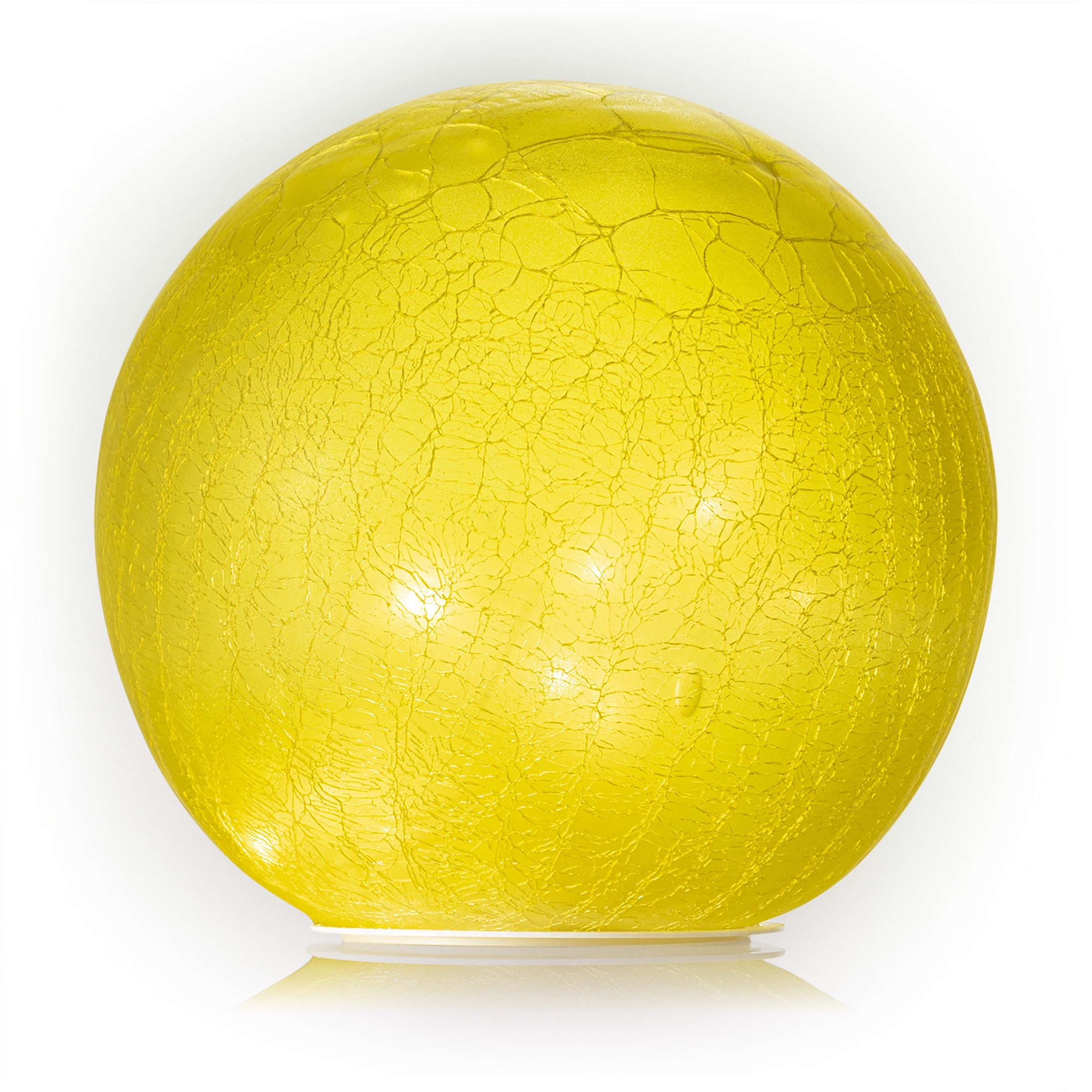 YELLOW TEXTURED GLASS GAZING GLOBE WITH LED LIGHTS