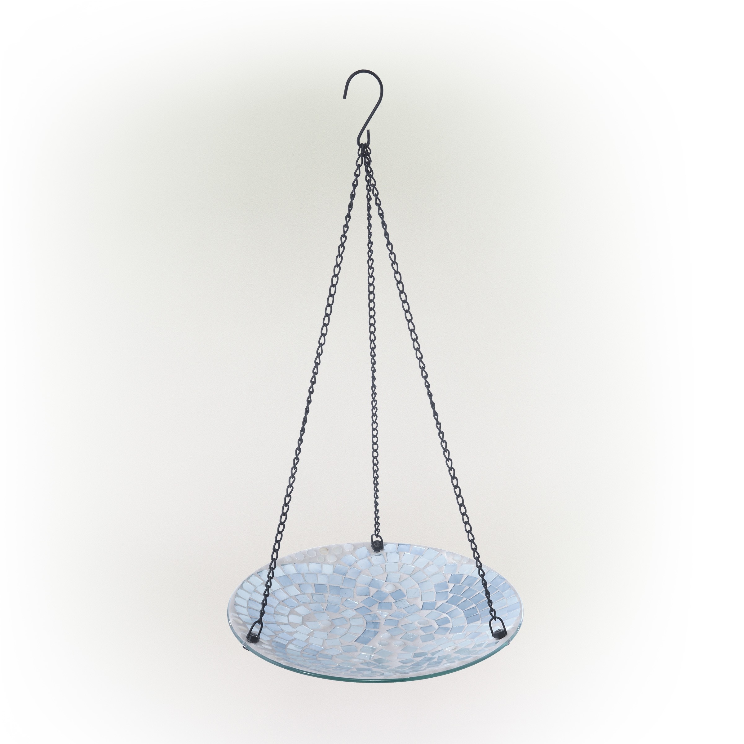 Alpine Corporation 18" Round Glass Birdbath Bowl Topper - Painted Purple Butterfly & Floral Design