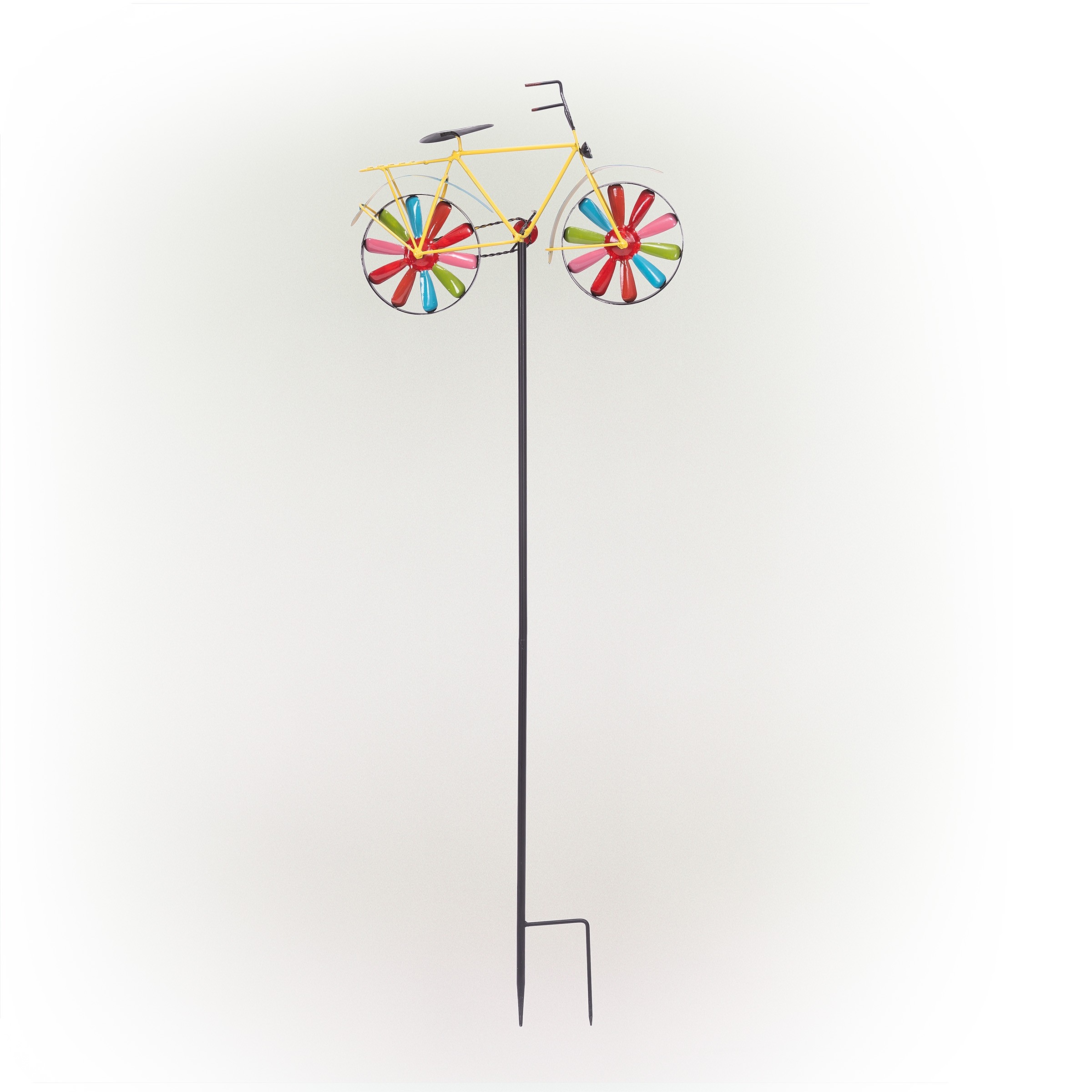 Alpine Corporation 42" Tall Outdoor Metal Bicycle Wind Spinner Garden Stake Decoration, Multicolor