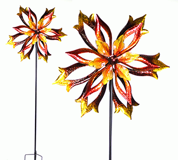 96" DOUBLE-SIDED FLAME SPINNING GARDEN STAKE