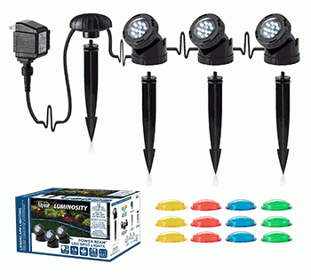 Set of 3 Pond & Landscape LED Light with Photocell & Transformer