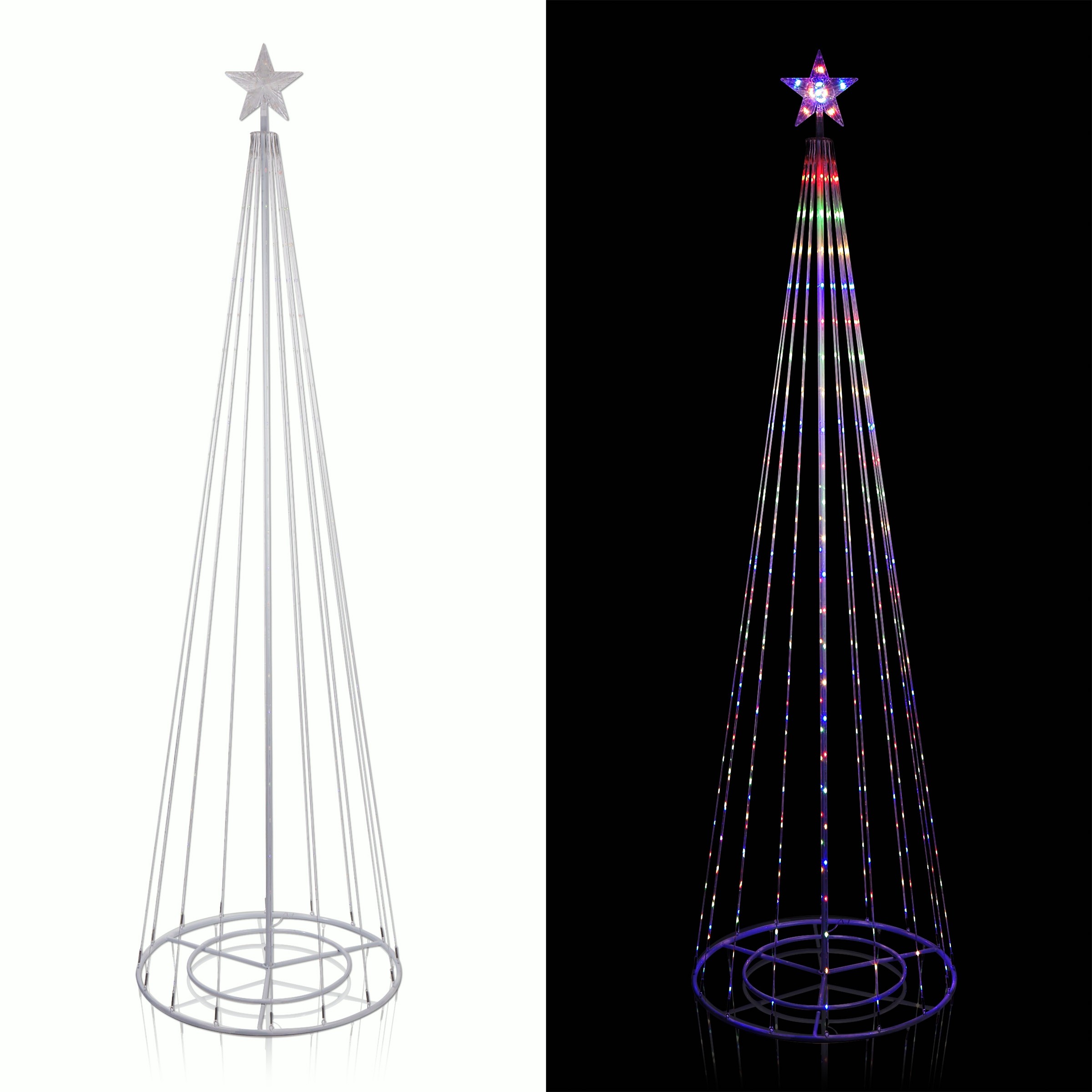 Alpine Corporation Large Tower Christmas Tree with Multi-Functional LED Lights