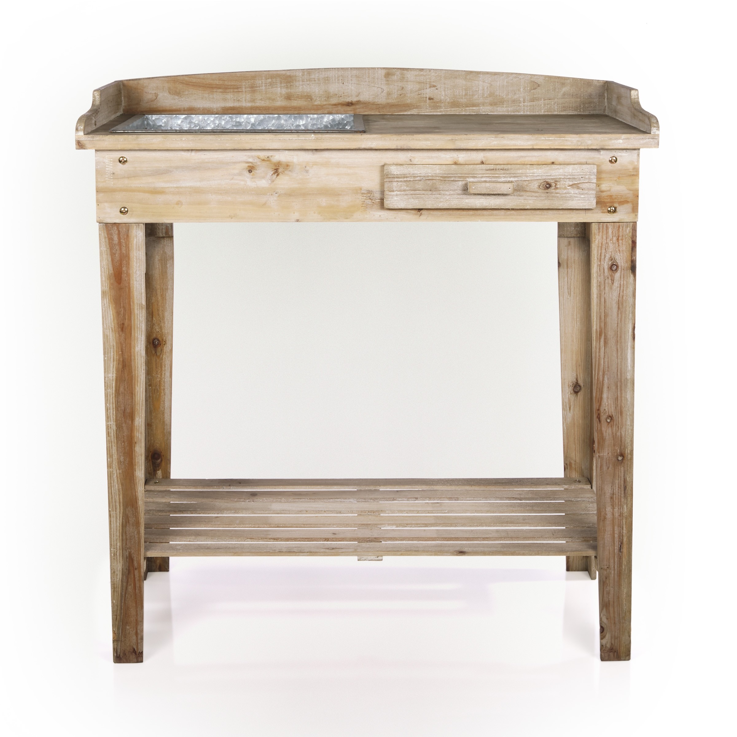 Alpine Corporation Indoor/Outdoor Wooden Potting Table with Drawer and Removable Dry Sink, 35"L x 16"W x 38"H