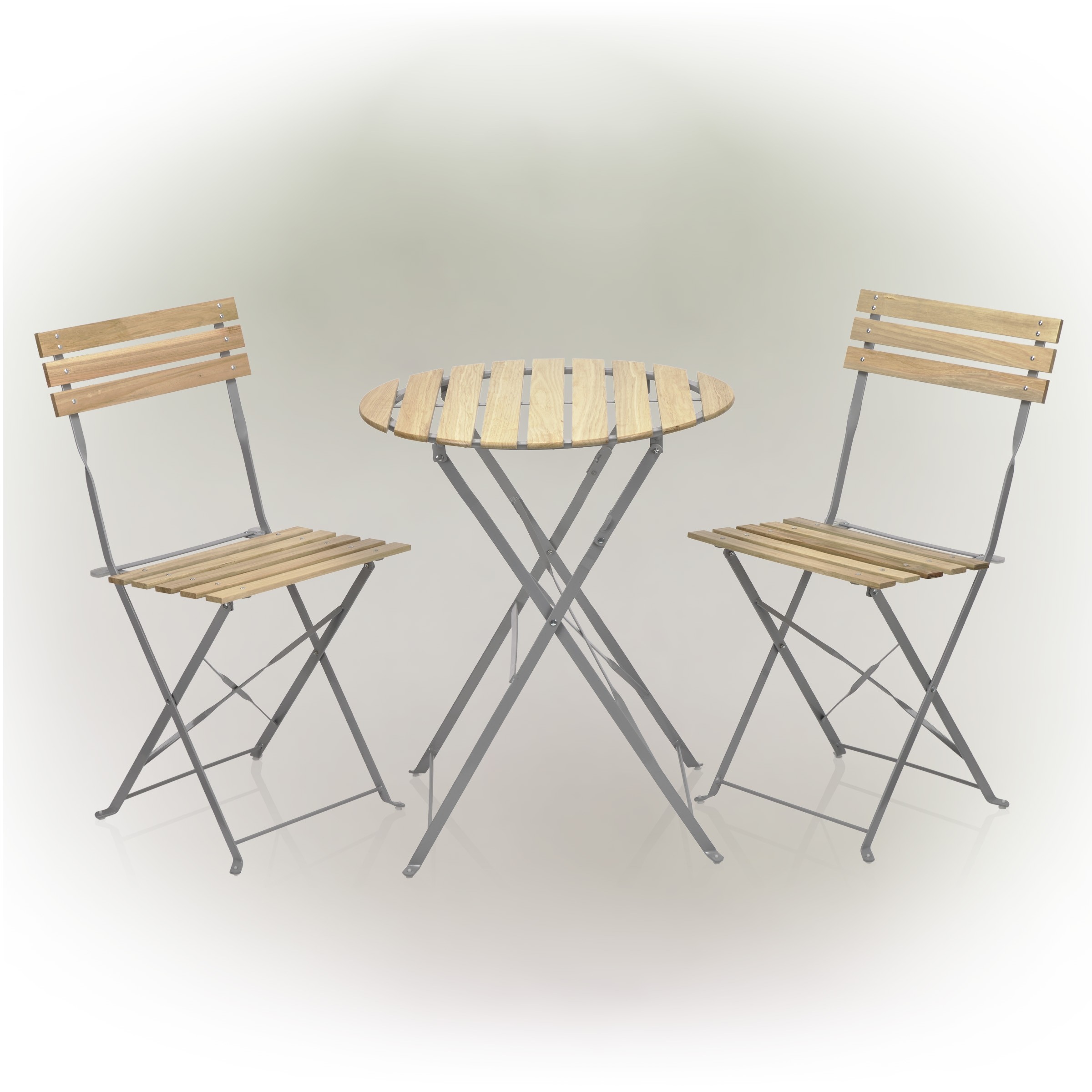 Alpine Corporation 3-Piece Wood Slat and Metal Bistro Set