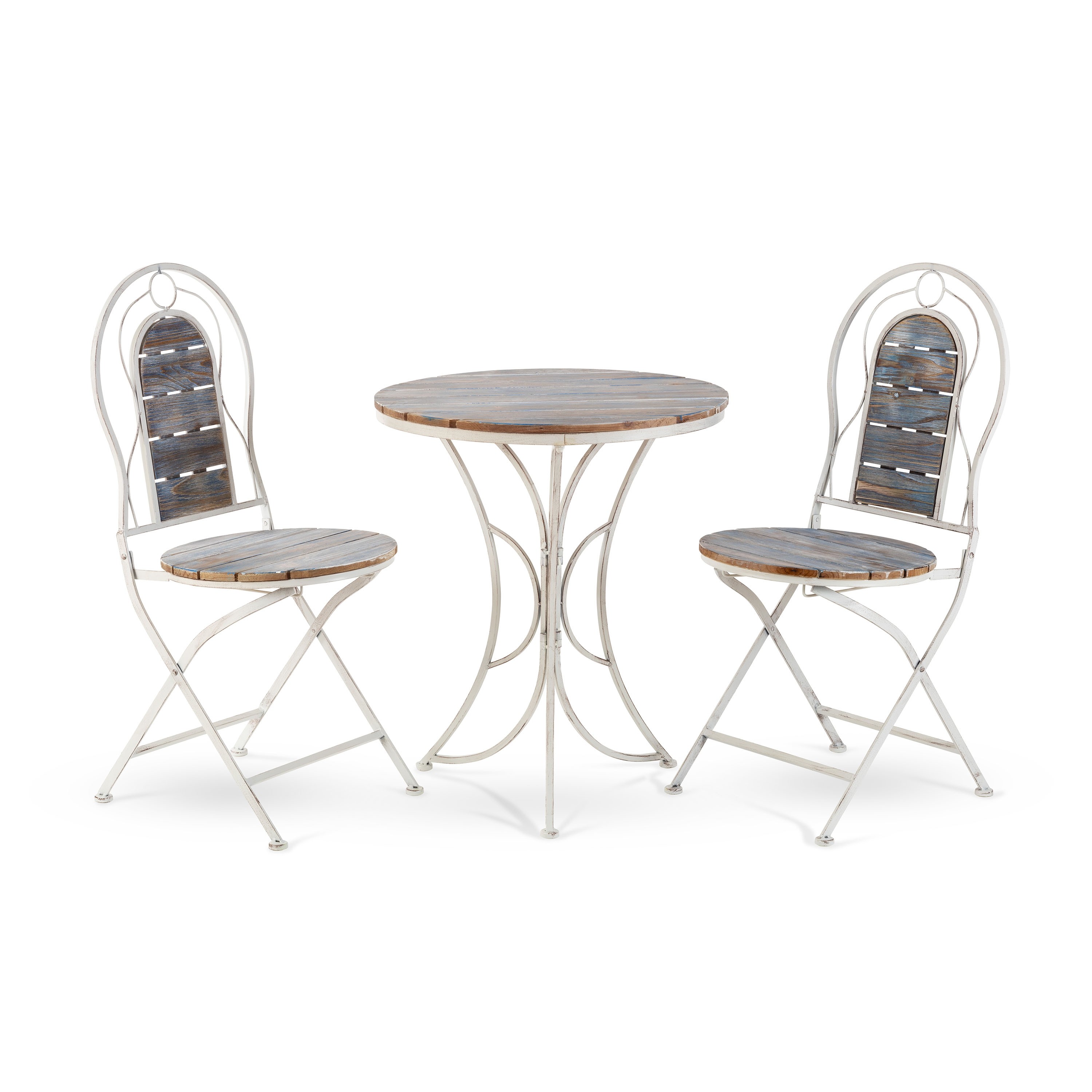 37" Metallic Patio Garden Table and Chair Set with Rustic Finish