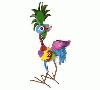 19" COLORFUL BIZARRE TROPICAL ROOSTER DÉCOR WITH GLOSSY FINISH 