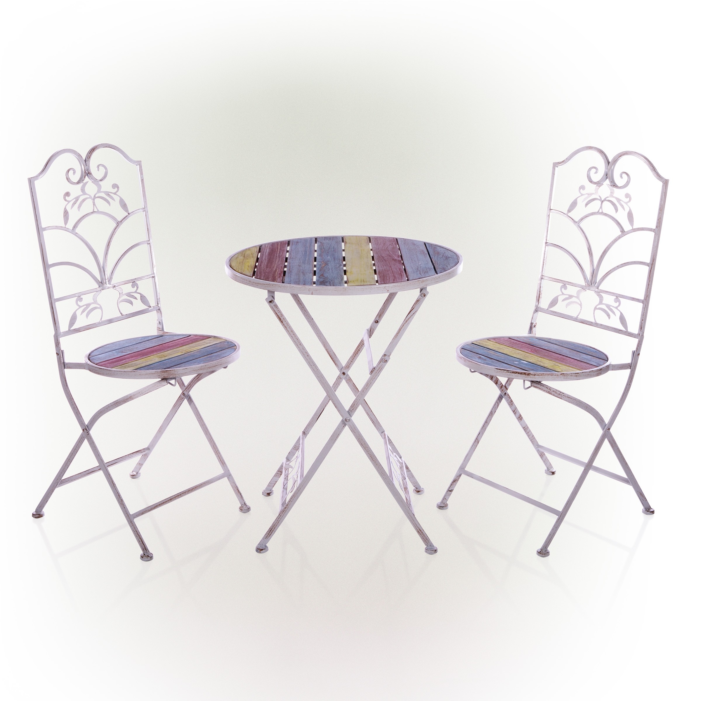 3-piece Multicolor Weathered Wood and Metal Bistro Set