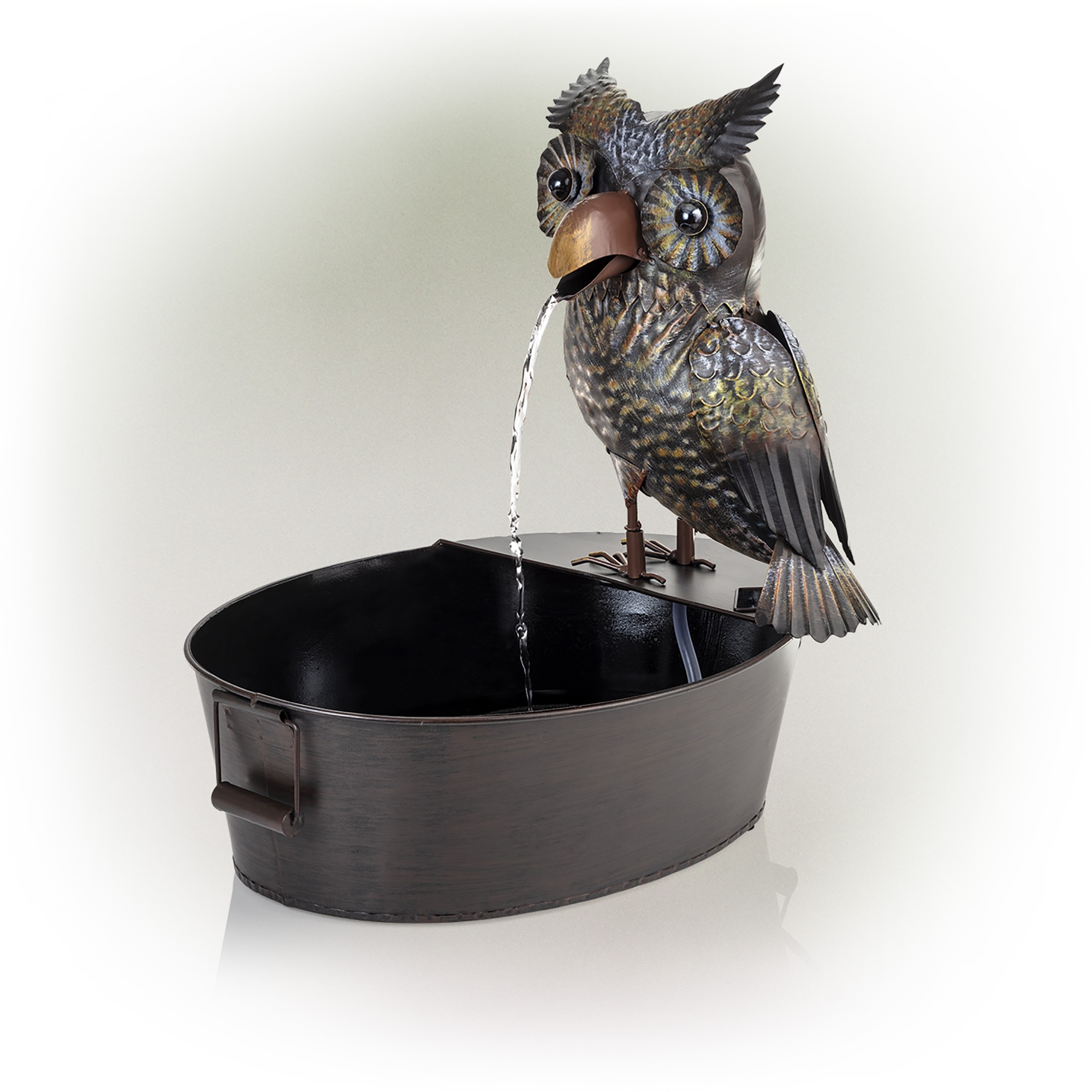 METAL OWL FOUNTAIN 