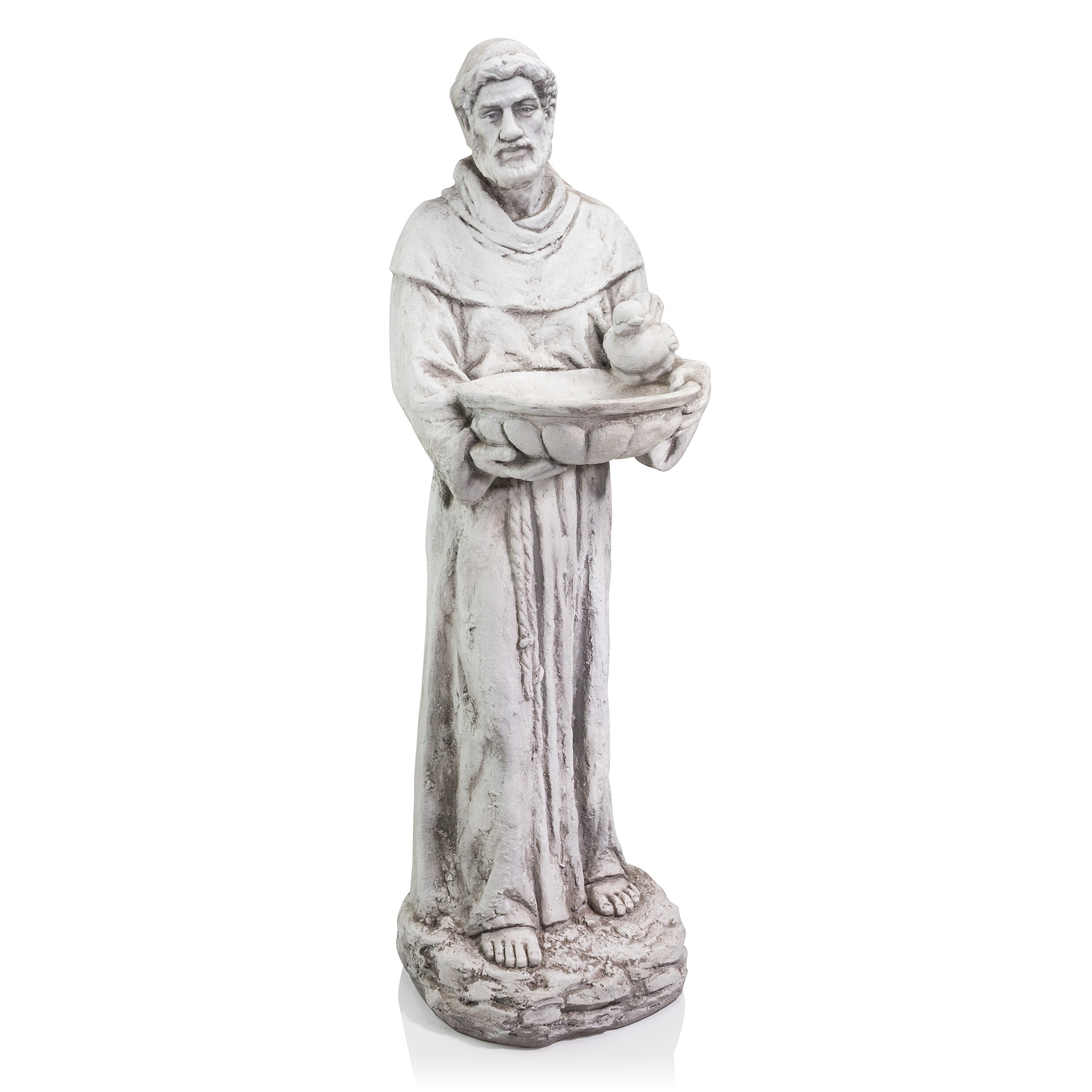 45" Tall St. Francis Holding a Birdbath Statue