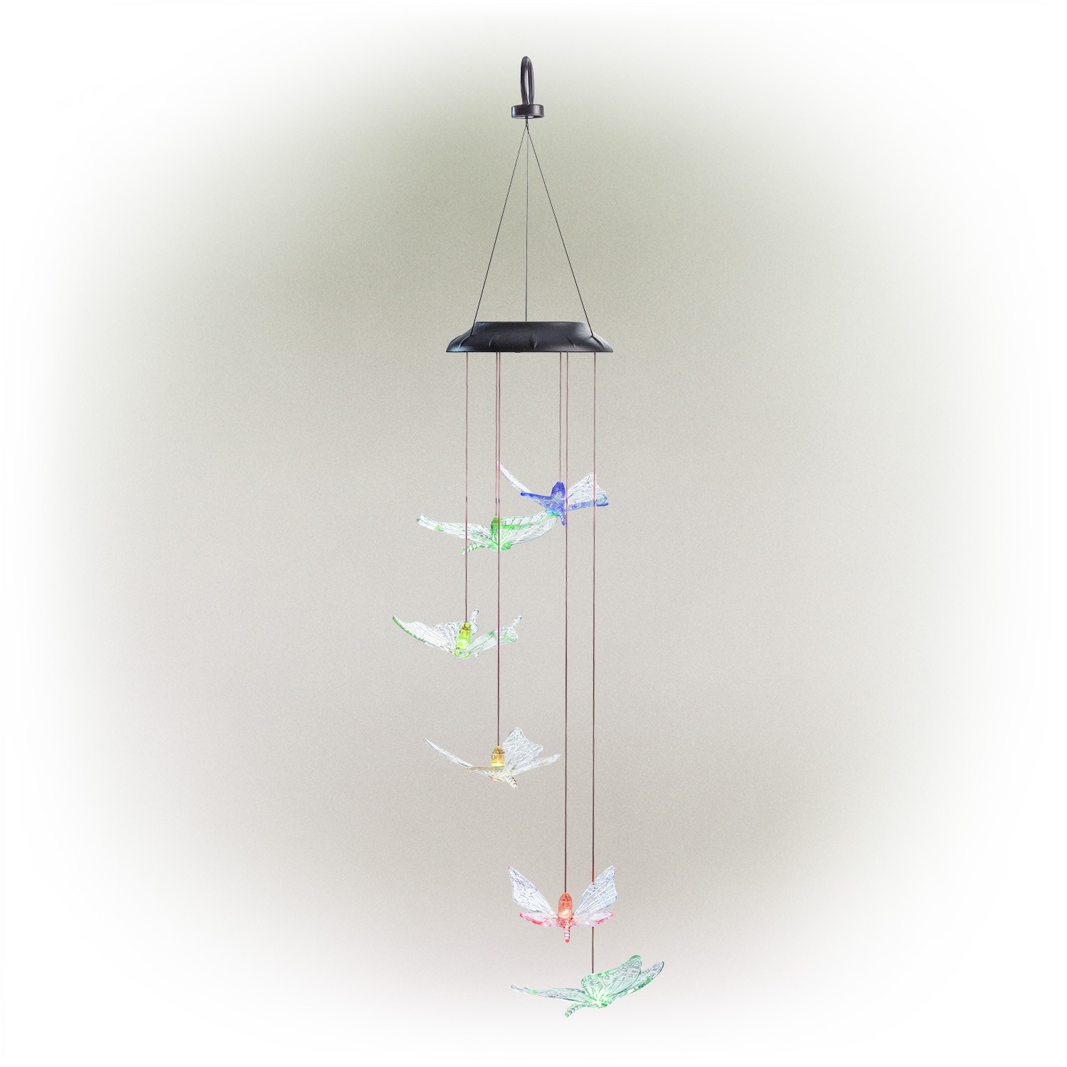 27" Solar Butterflies Wind Chime with Color Changing LEDs