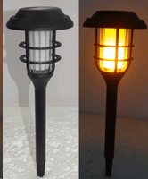 ALPINE CORPORATION 17" TALL OUTDOOR SOLAR POWERED PATHWAY LED TORCH LIGHT STAKES (SET OF 6)