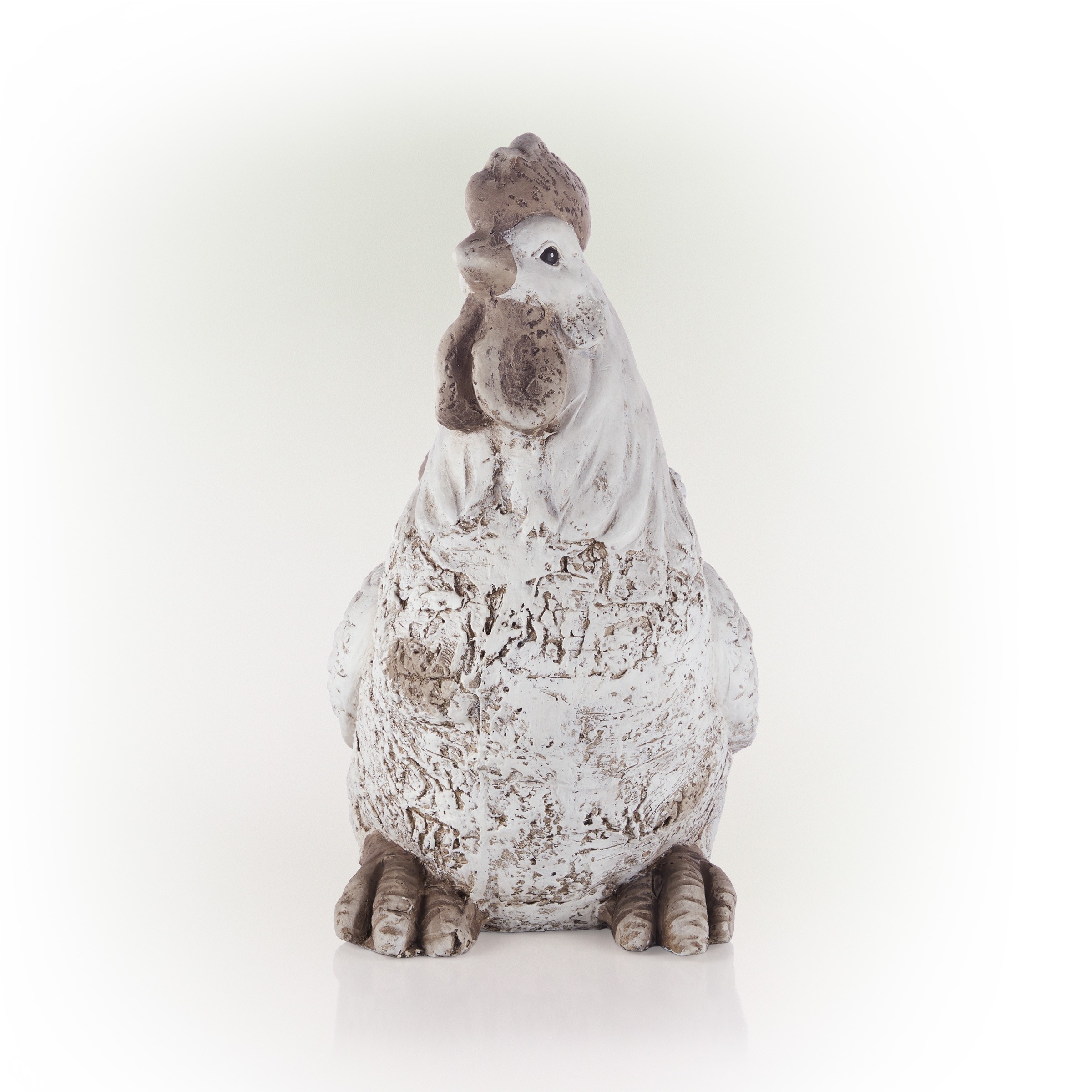 White and Gray Rooster Statue