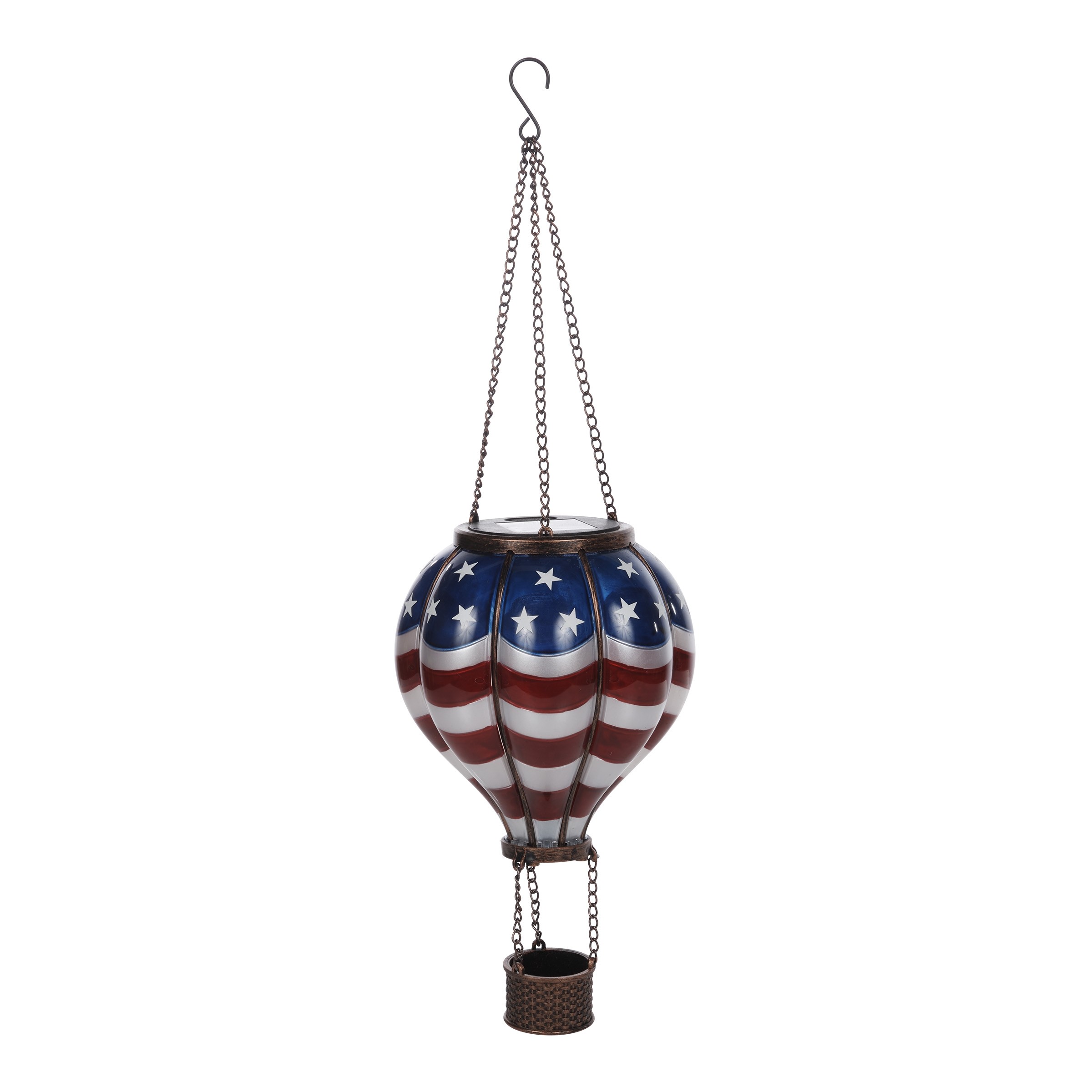 Solar Patriotic Balloon Light w/Flickering Warm White LEDs