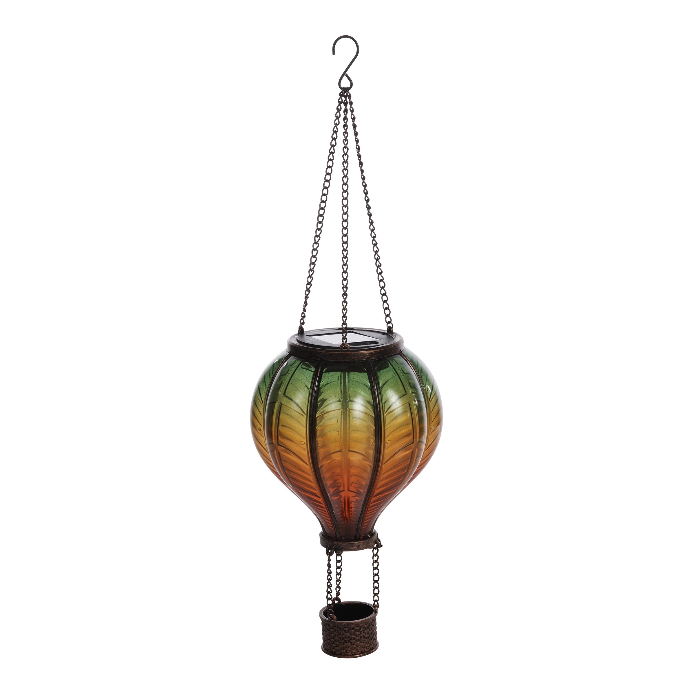 Solar Orange/Green Balloon Light w/Flickering Warm Wht LEDs