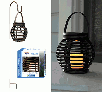 Alpine Solar Flickering Candle Hanging Lantern