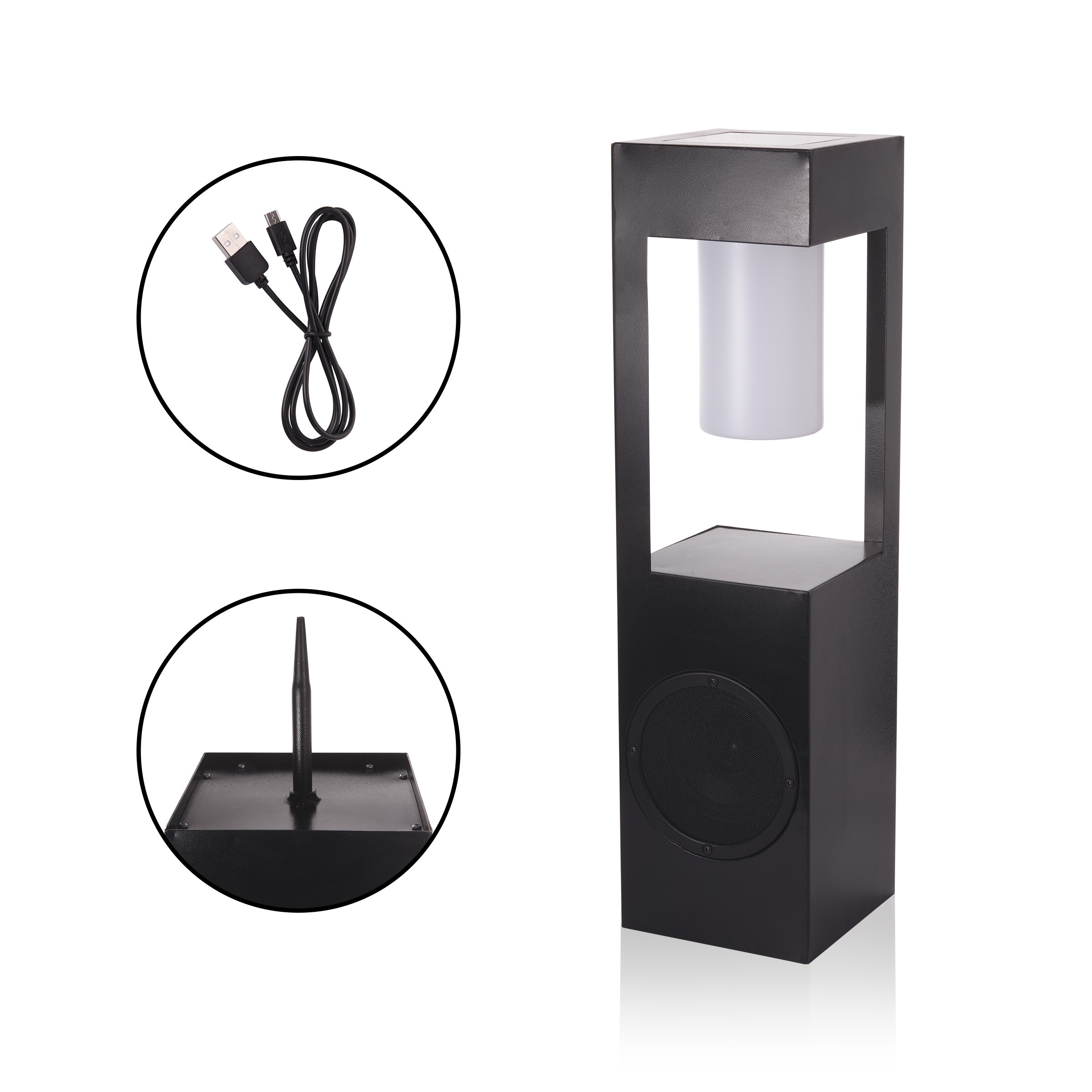 Solar Lantern Bluetooth Speaker w/ Ground Stake and LED Light