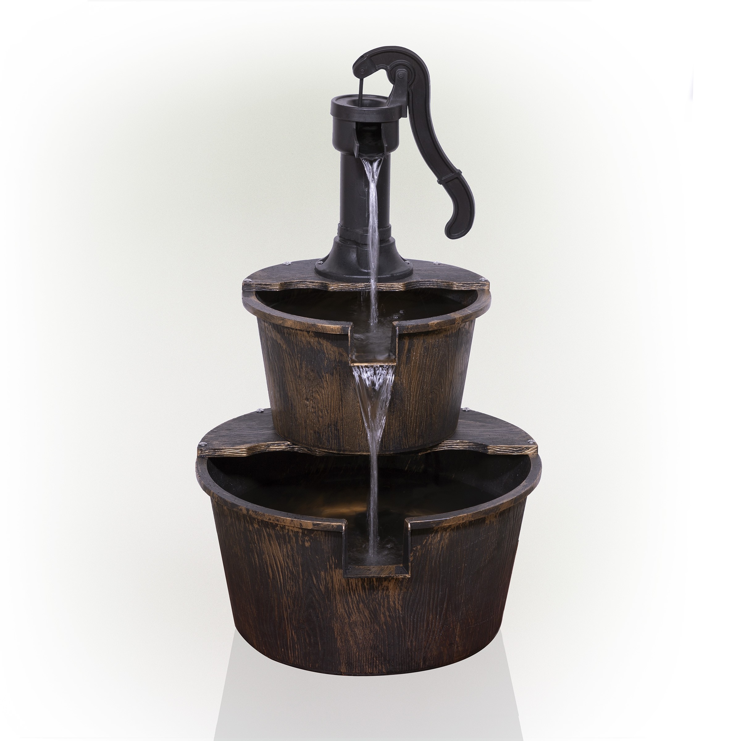 27" TALL TWO TIER PUMP & BARREL FOUNTAIN