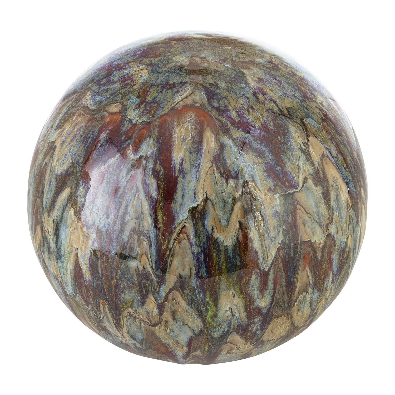 Ceramic Gazing Globe with Running Glaze Finish