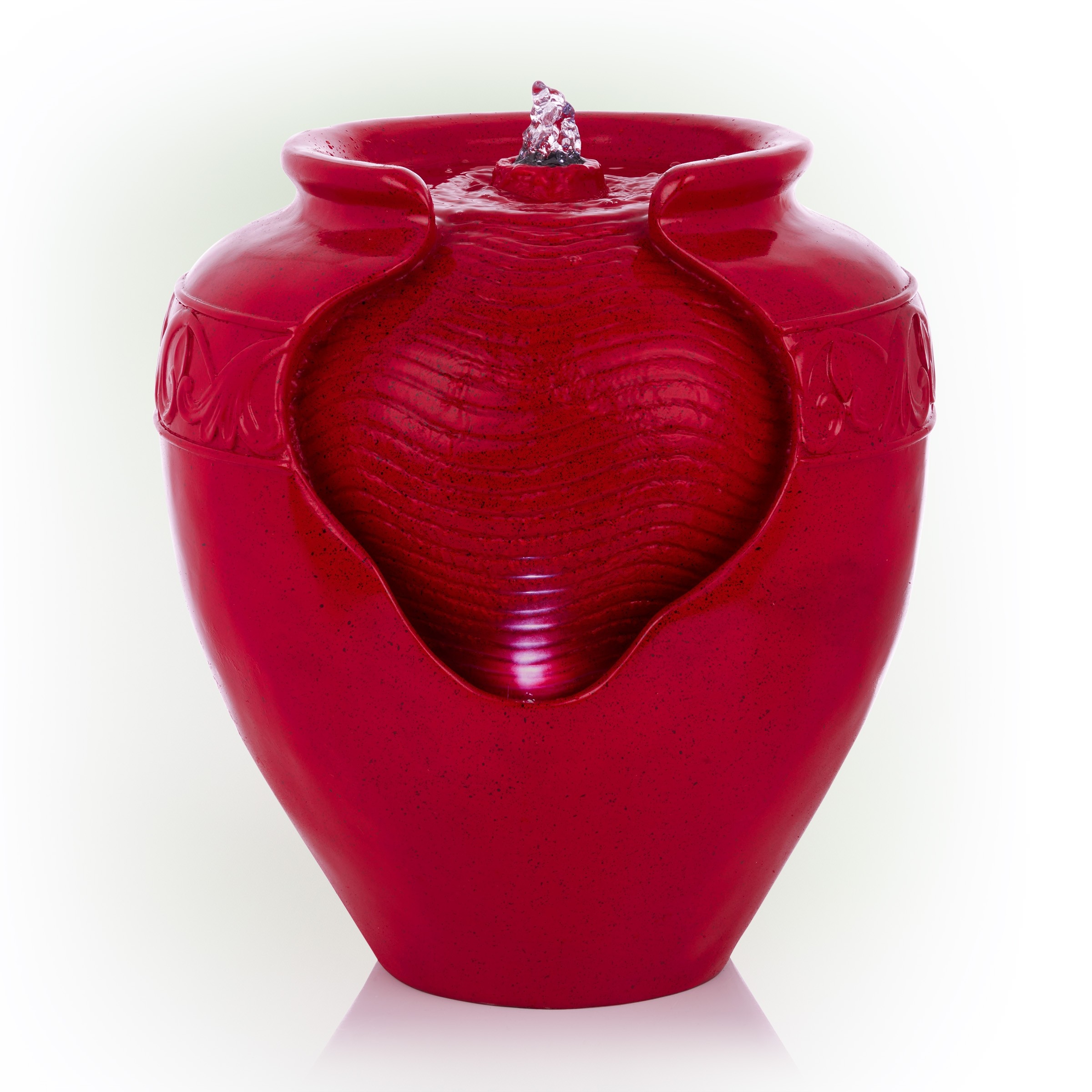 CHERRY RED VASE FOUNTAIN WITH LED LIGHTS 