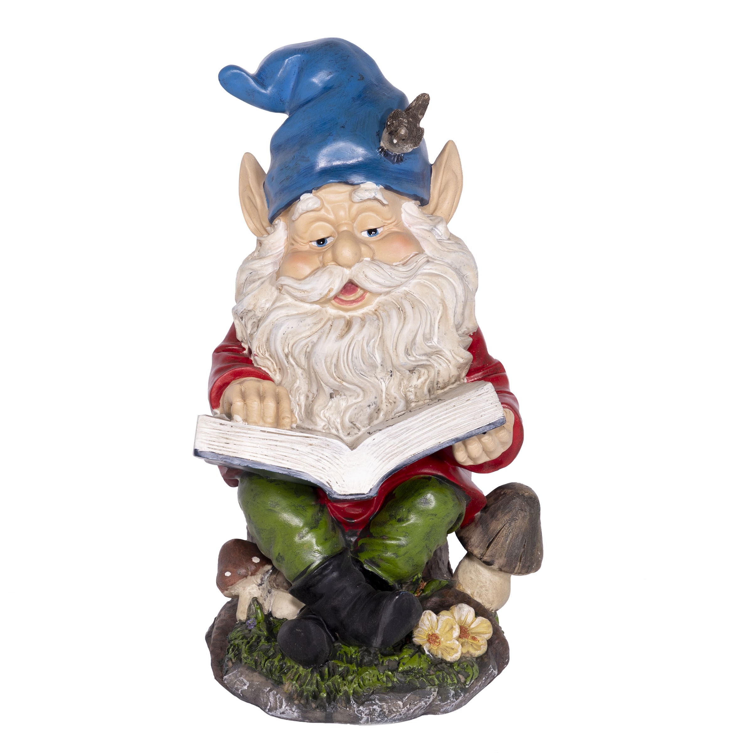 Garden Gnome Reading Book Statue Ornament