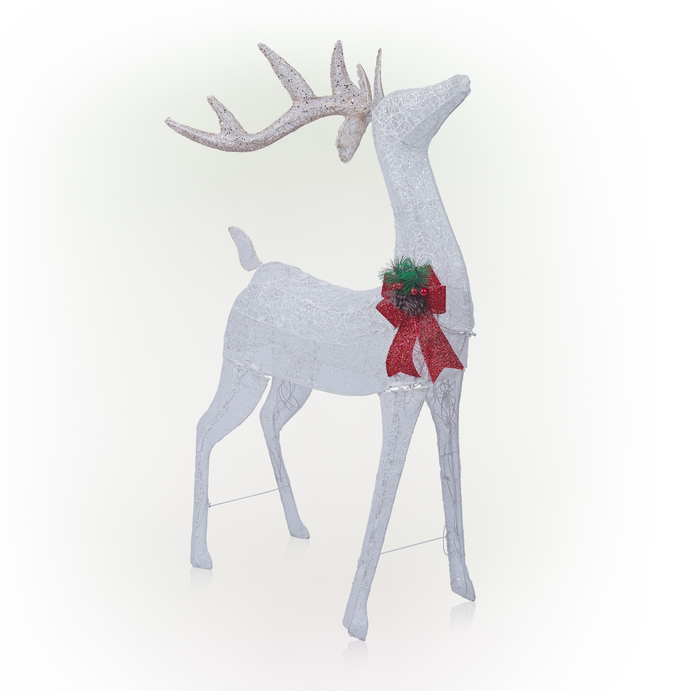 Alpine Corporation 50"H Mesh Holiday Reindeer Lawn Decoration with Cool White Lights