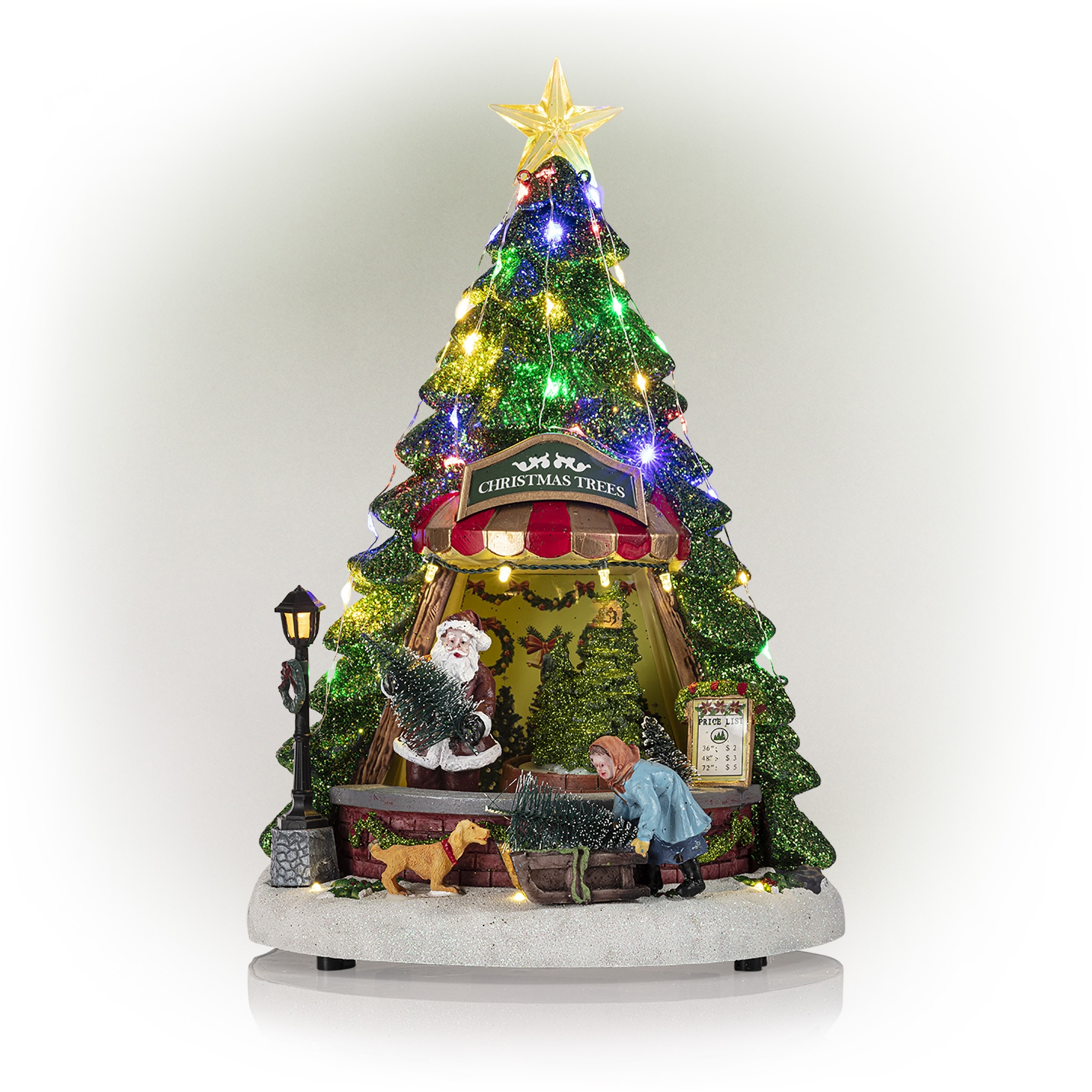 Christmas Tree Shop with LED Lights and Rotating Scene 