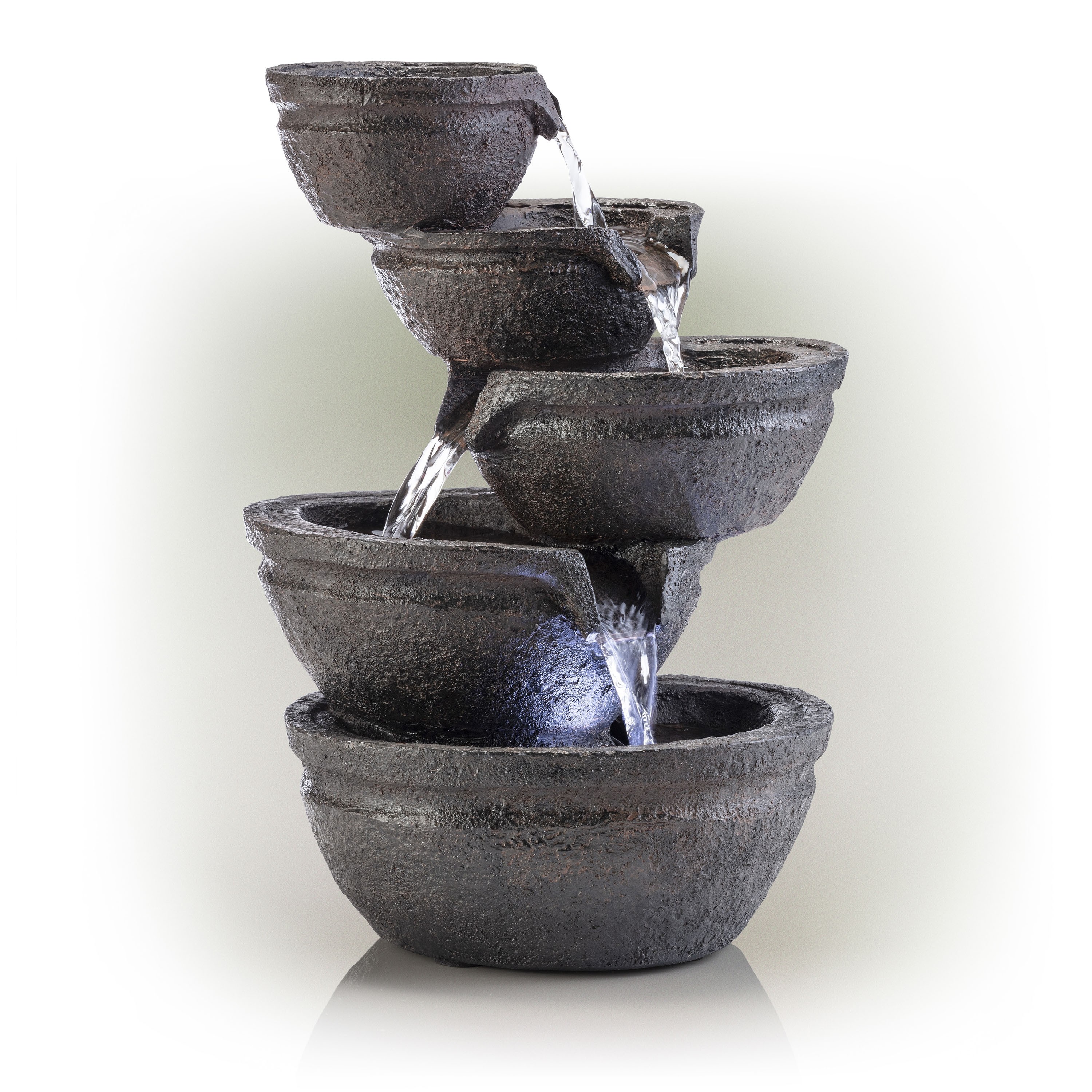 13" TIRED BOWLS FOUNTAIN WITH WHITE LED LIGHTS 