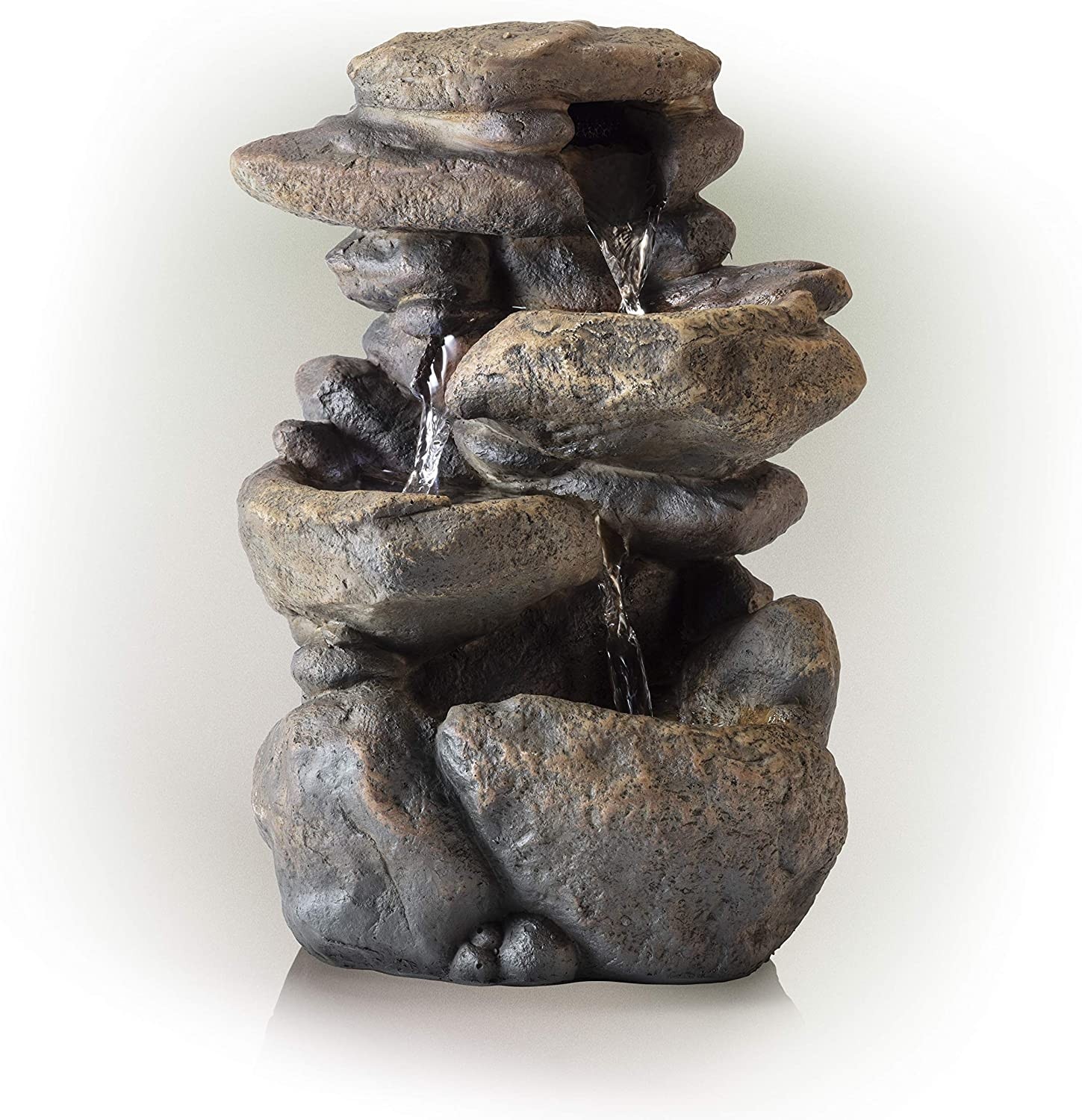 11" TALL LIGHTED 3 TIER ROCK FOUNTAIN 