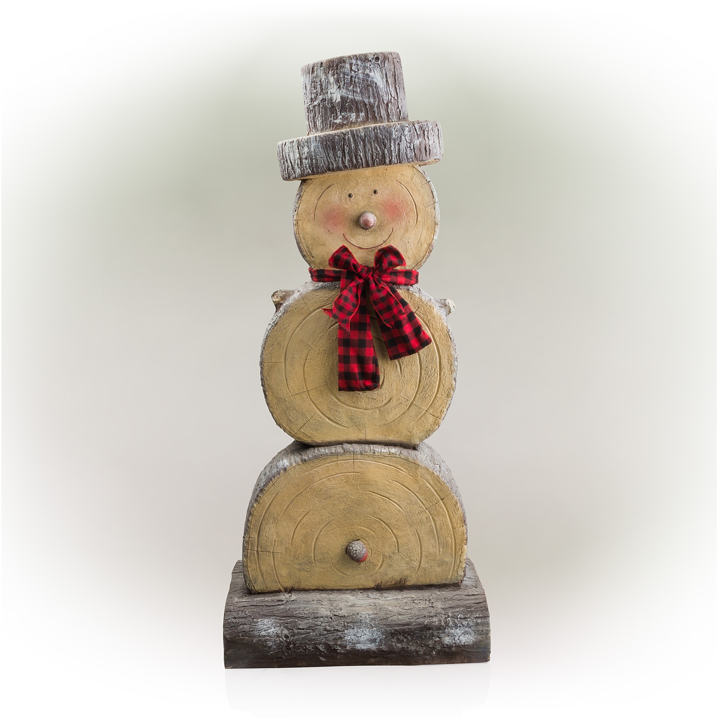 46" Wooden Snowman Statue